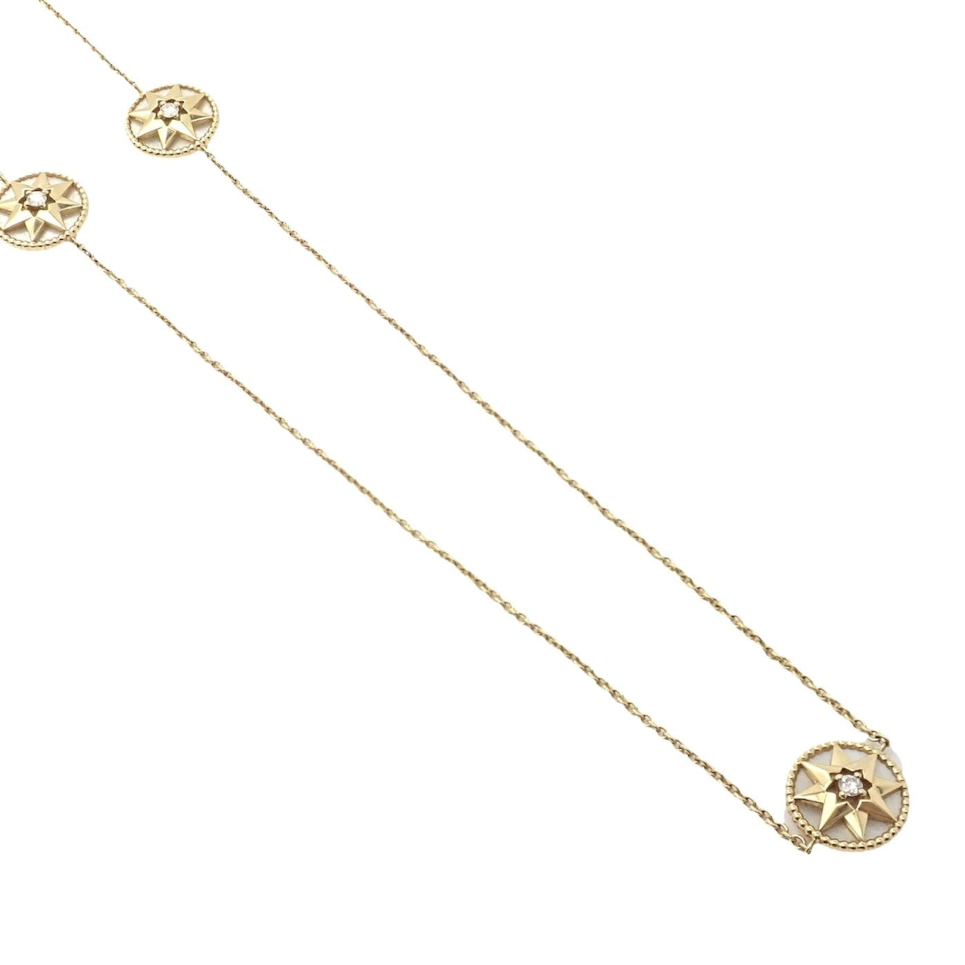 Christian Dior Jewelry & Watches:Fine Jewelry:Necklaces & Pendants Christian Dior 18k Gold Rose De Vents Mother Of Pearl Diamond 42" Long Necklace