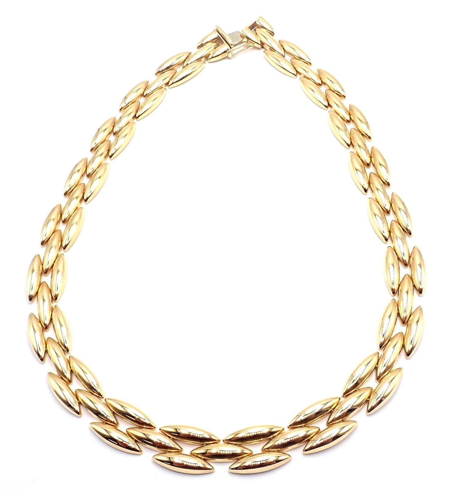 Cartier Jewelry & Watches:Fine Jewelry:Necklaces & Pendants Authentic! Cartier Three-Row 18k Yellow Gold Gentiane Rice Link Necklace