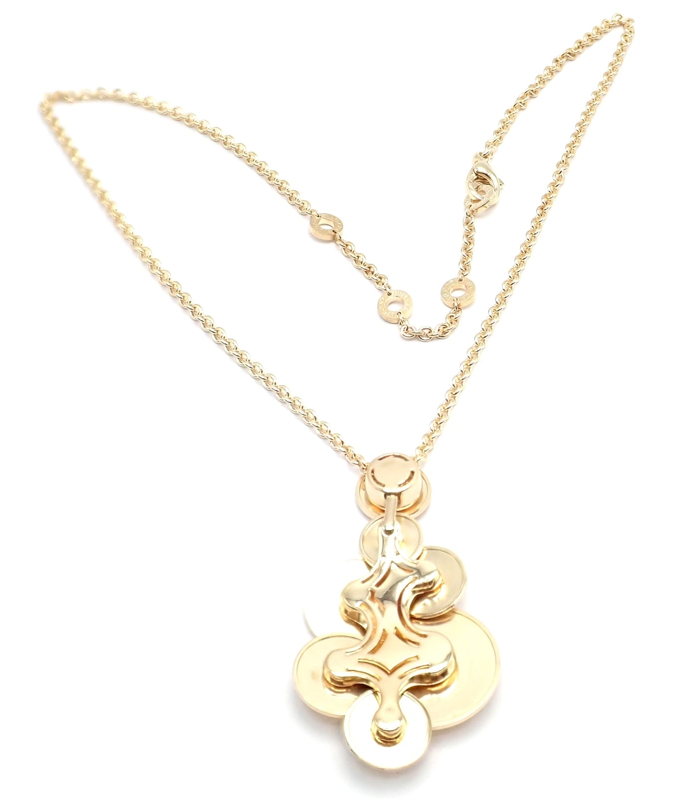 Authentic! Bulgari Bvlgari Cicladi 18k Yellow Gold Large Pendant Link Necklace | Fortrove