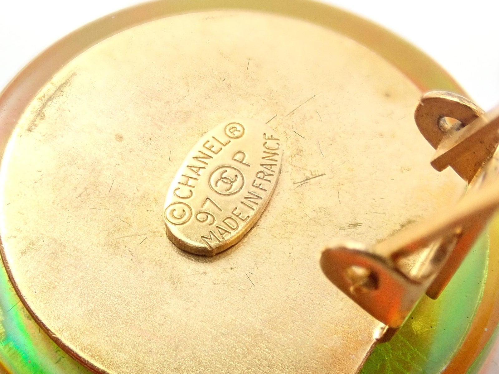 Chanel Jewelry & Watches:Fashion Jewelry:Earrings Rare! Vintage Chanel Paris France Holographic Logo Camellia Earrings 1997 Spring