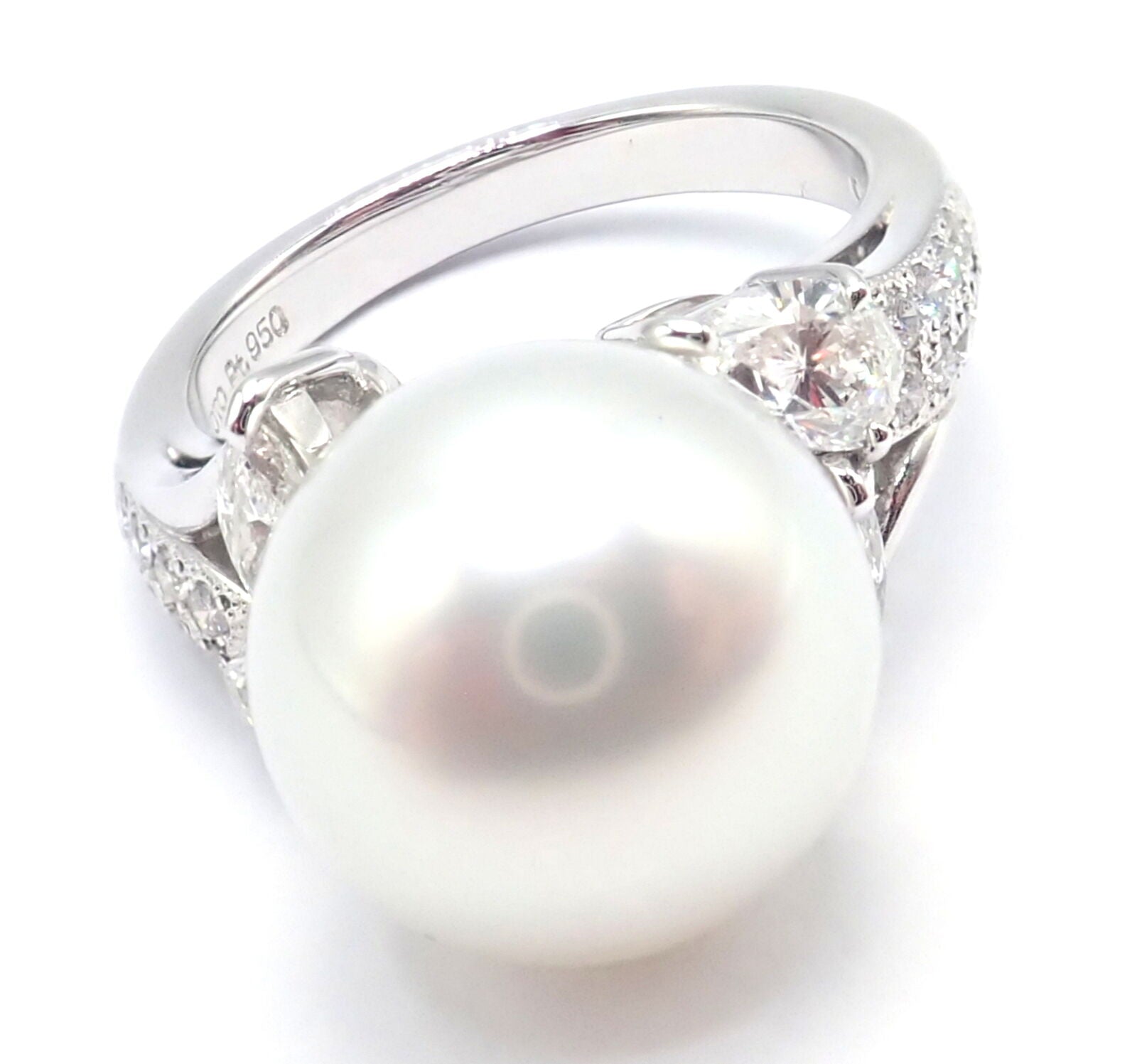 Rare! Authentic Mikimoto Platinum Diamond Large 12.5mm South Sea