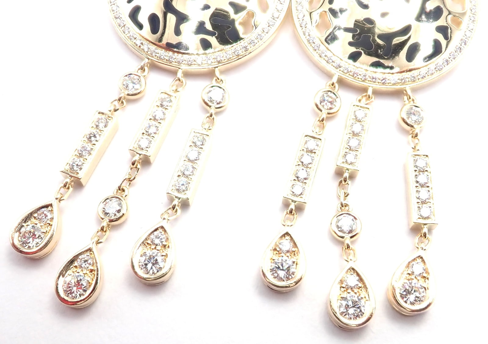 Cartier Jewelry & Watches:Fine Jewelry:Earrings Authentic! Cartier Panther 18k Yellow Gold Diamond Lacquer Tsavorite Earrings