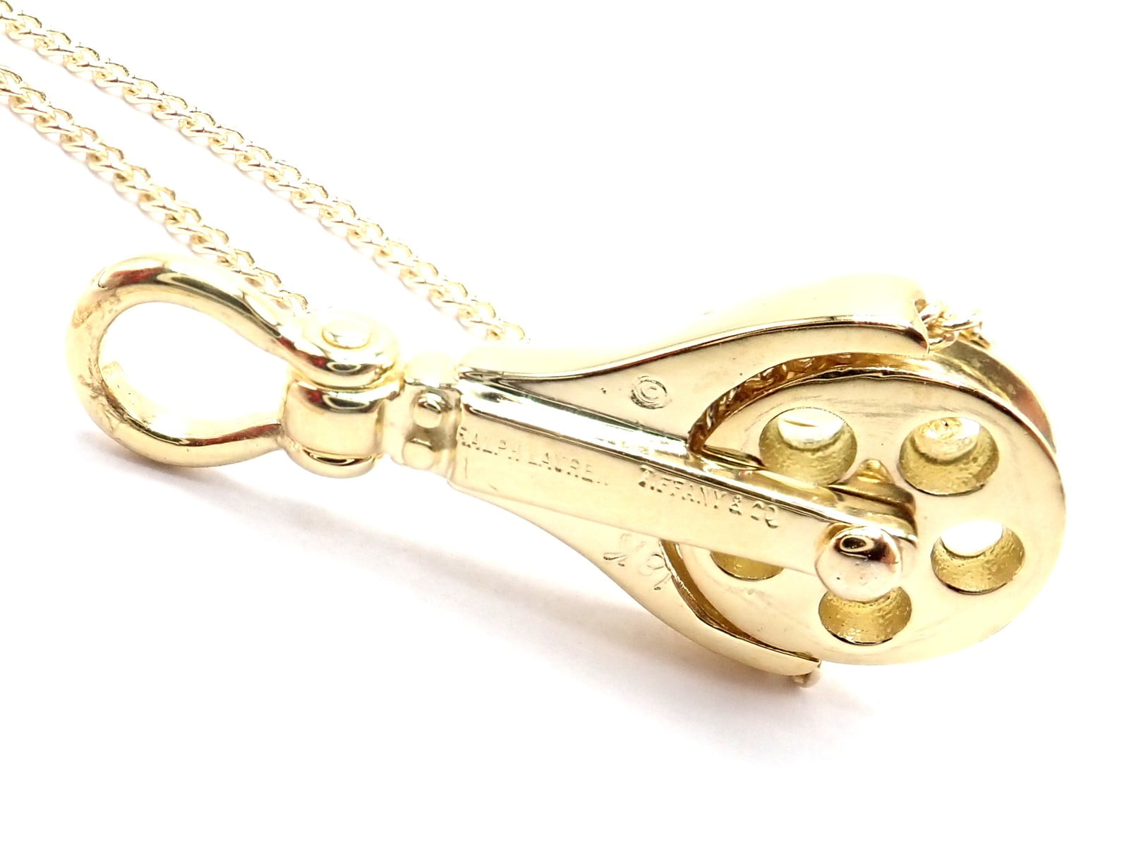 Tiffany & Co. Jewelry & Watches:Fine Jewelry:Necklaces & Pendants Vintage! Tiffany & Co Ralph Lauren 18k Yellow Gold Pulley Pendant Necklace
