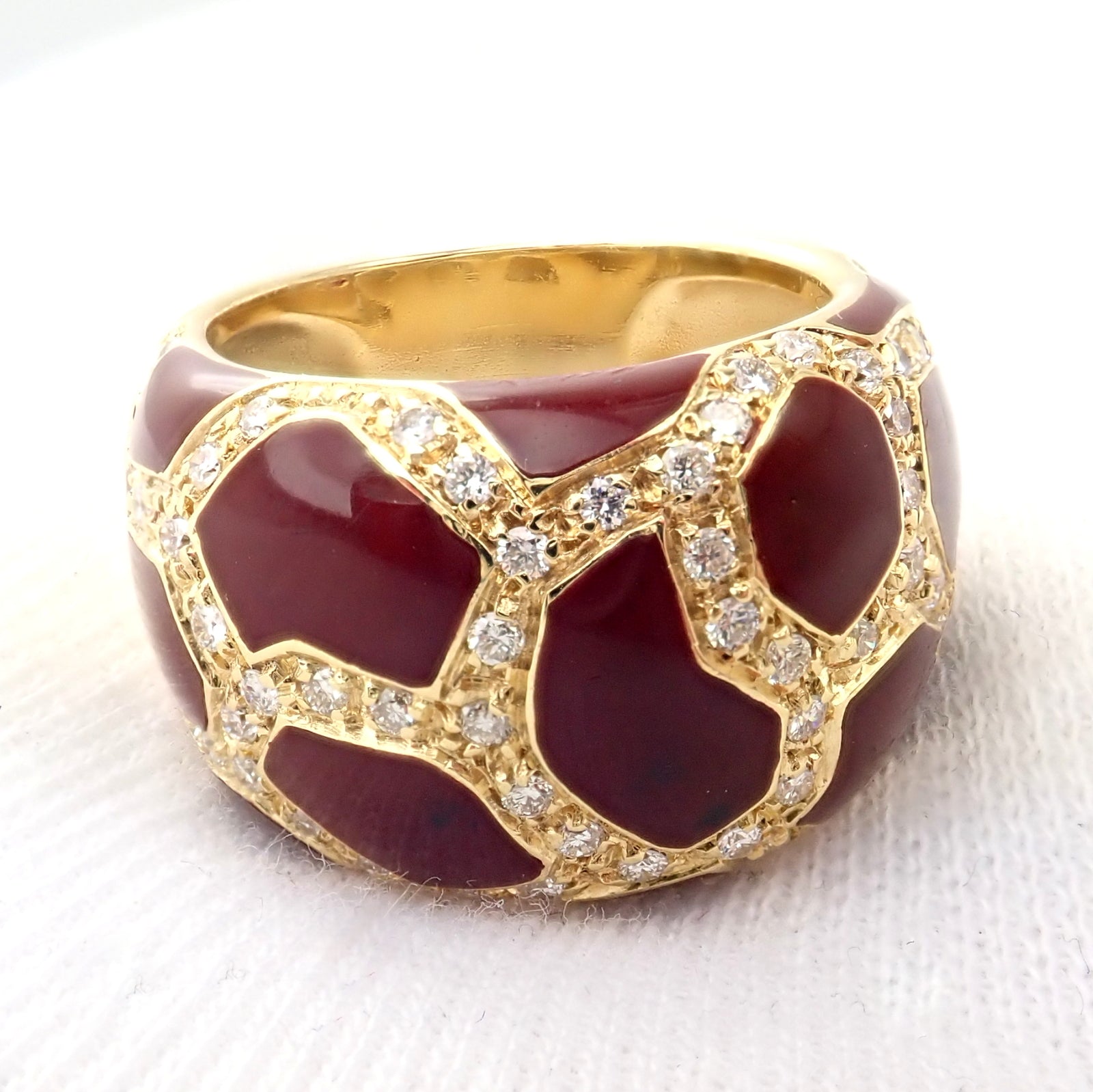 Authentic! Roberto Coin Giraffe 18k Yellow Gold Enamel Diamond Ring | Fortrove