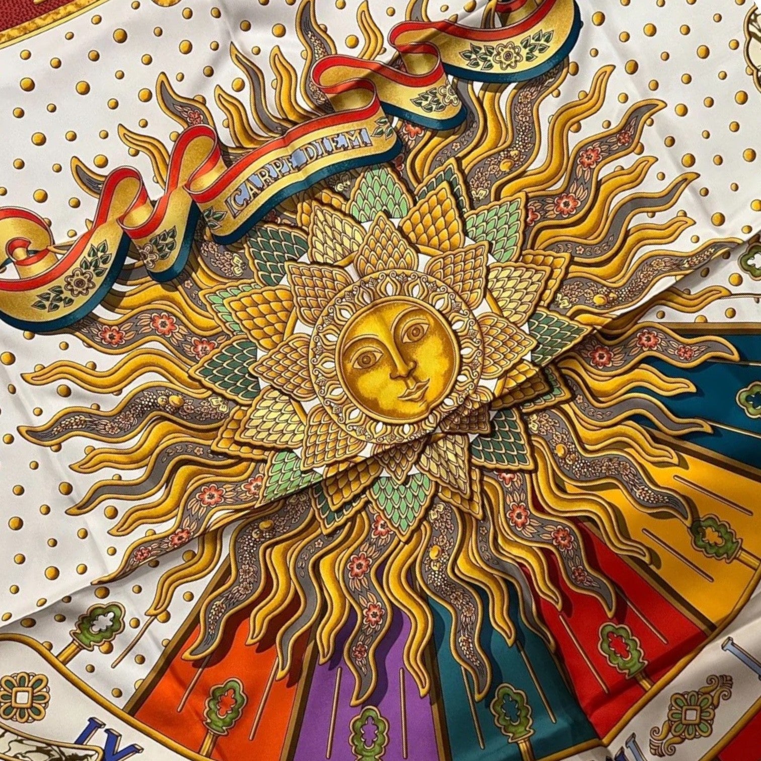 Hermes Clothing, Shoes & Accessories:Women:Women's Accessories:Scarves & Wraps Authentic Hermes Silk Carpe Diem 90 cm Scarf