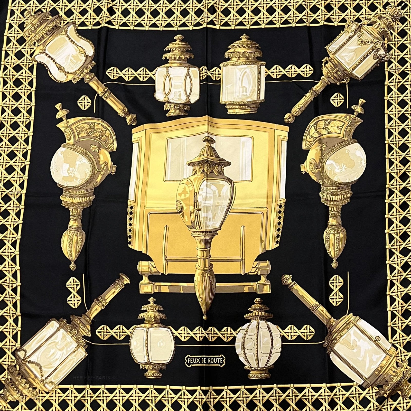 Authentic RARE! Hermes Feux de Route Vintage 90cm Silk Scarf | Fortrove