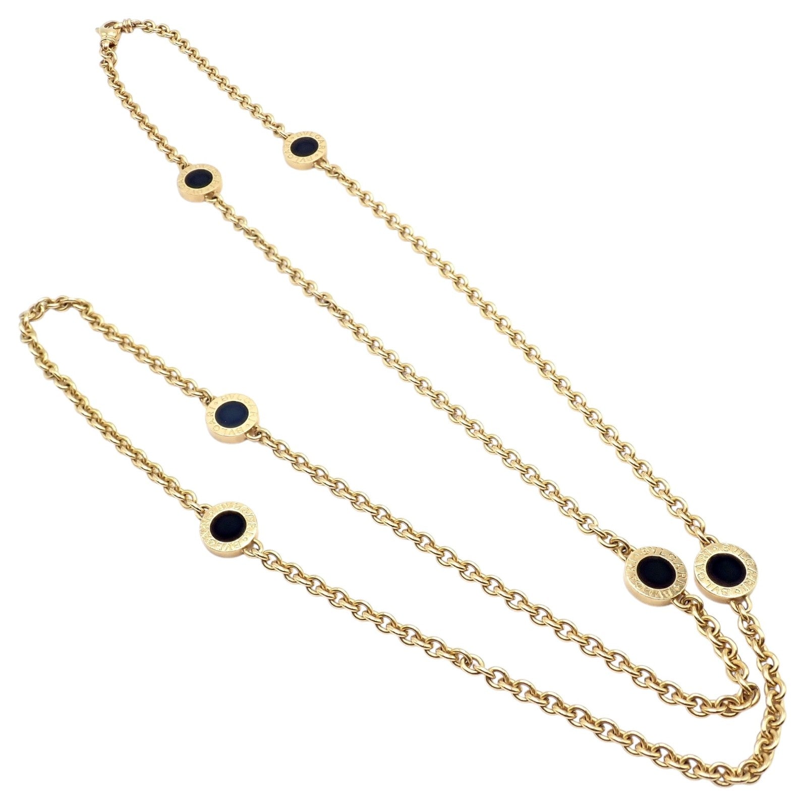 Authentic! Bvlgari Bulgari 18k Rose Gold Onyx 29.5