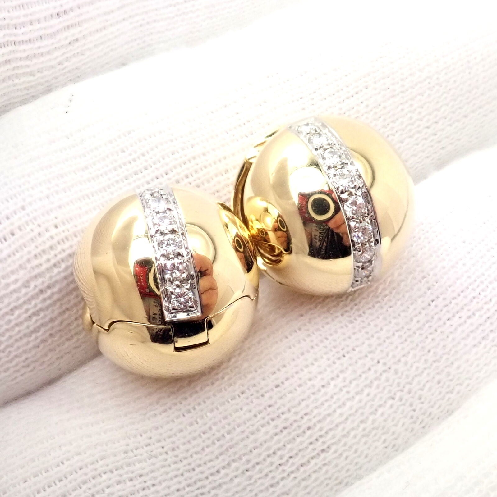 Pomellato Jewelry & Watches:Fine Jewelry:Earrings Rare! Authentic Pomellato 18k Yellow Gold Diamond Globe Hug Earrings