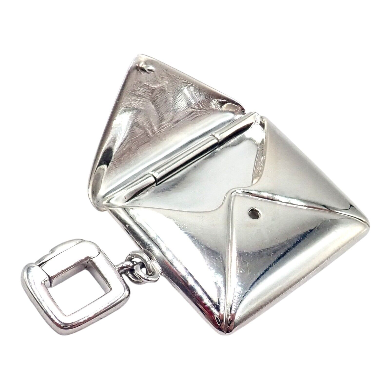 Rare! Louis Vuitton LV 18k White Gold Opening Envelope Letter Charm Pendant | Fortrove