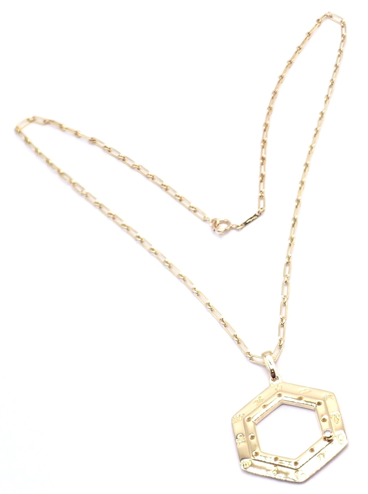 Vintage Cartier Zodiac 18k Yellow Gold Diamond Pendant Link Chain Necklace | Fortrove
