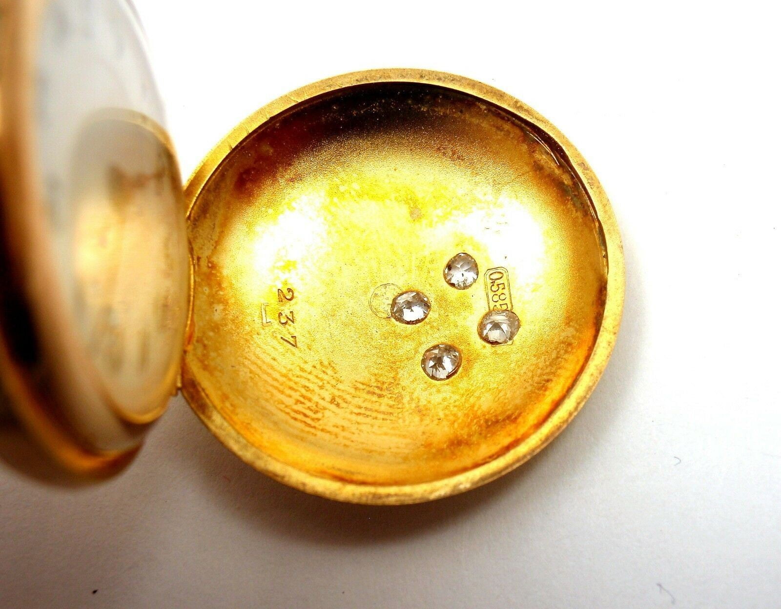 Estate Jewelry & Watches:Watches, Parts & Accessories:Watches:Pocket Watches Vintage! Swiss Yellow Gold Diamond Ladies Pocket Watch High Grade Movement