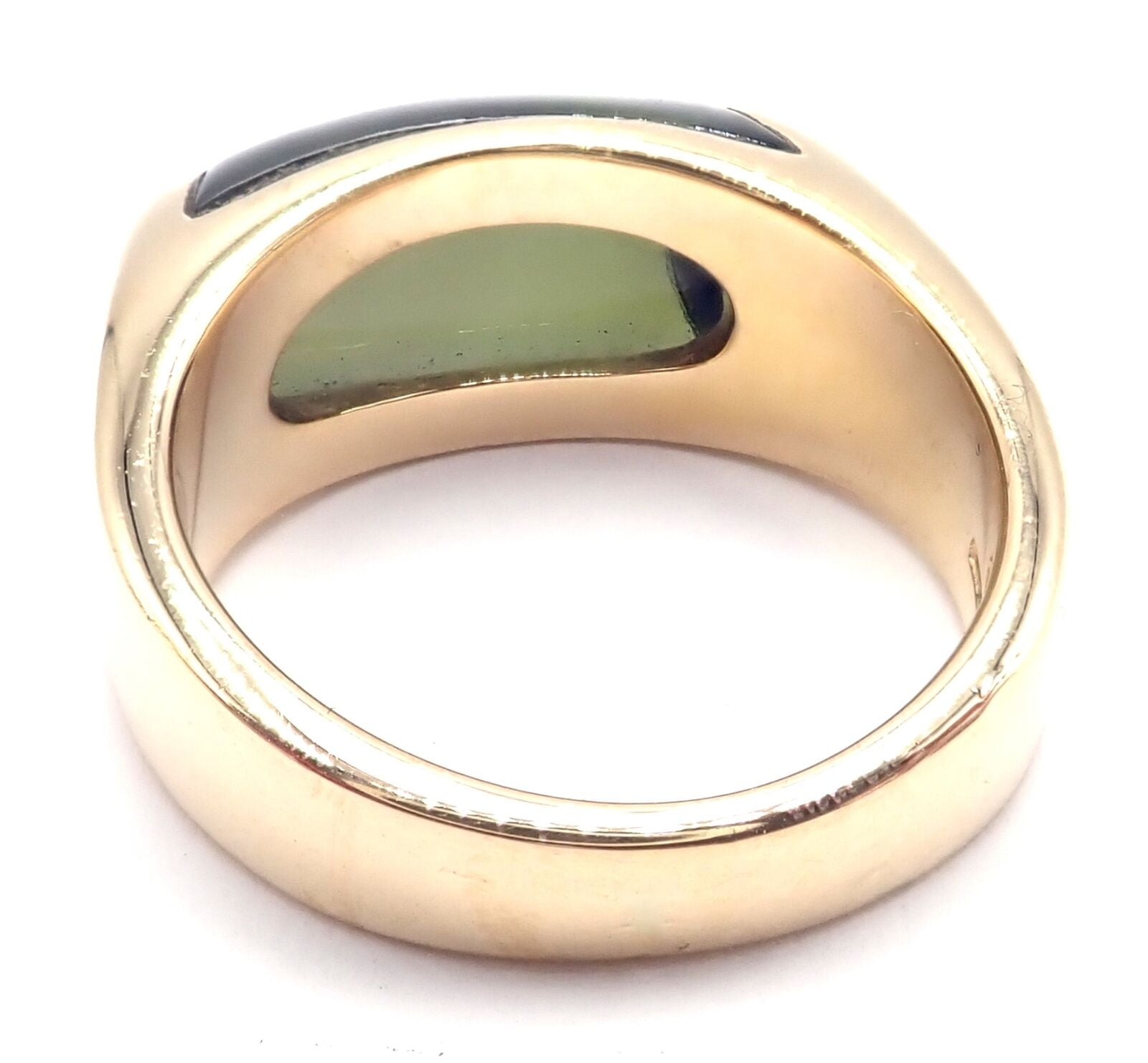 Bulgari Jewelry & Watches:Fine Jewelry:Rings Authentic Bulgari Bvlgari Tronchetto 18k Yellow Gold Large Green Tourmaline Ring