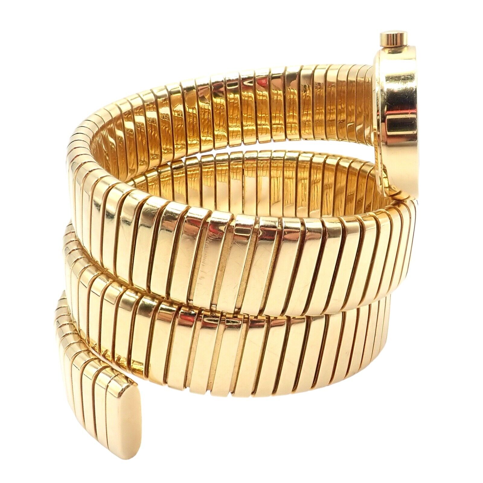 Bulgari Jewelry & Watches:Watches, Parts & Accessories:Watches:Wristwatches Authentic! Bulgari 18k Yellow Gold Tubogas Serpent Snake Bracelet Watch + Cert