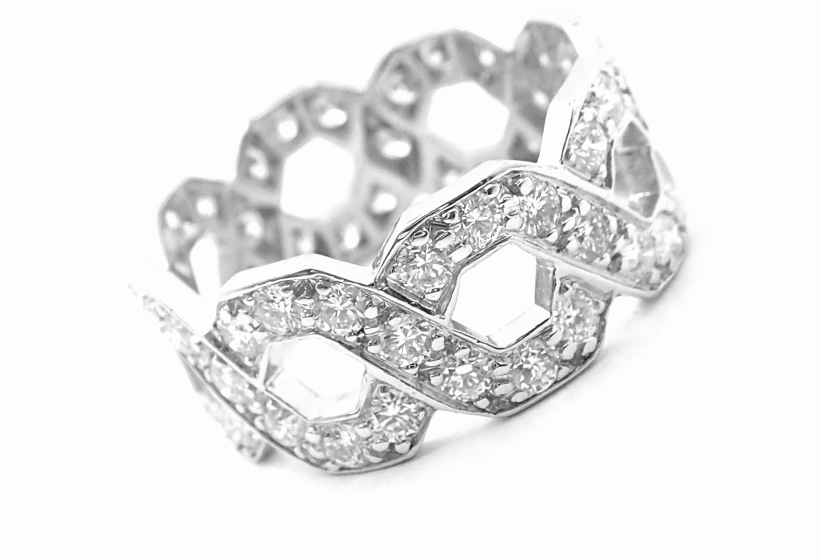 Authentic! Tiffany & Co Platinum Diamond Eternal Wide Link Band Ring Size 5.25 | Fortrove
