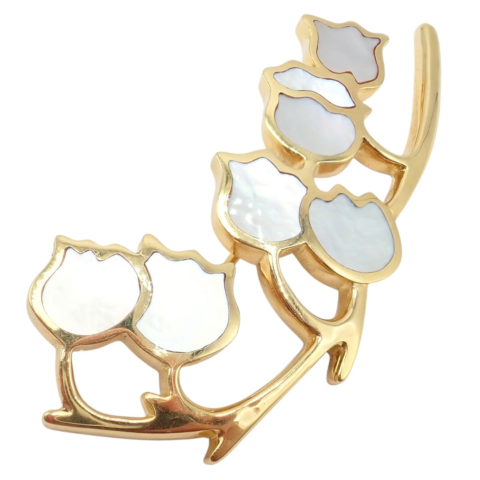 Angela Cummings for Tiffany & Co. Jewelry & Watches:Fine Jewelry:Brooches & Pins Tiffany & Co Cummings 18k Yellow Gold MoP Lily of the Valley Flower Pin Brooch