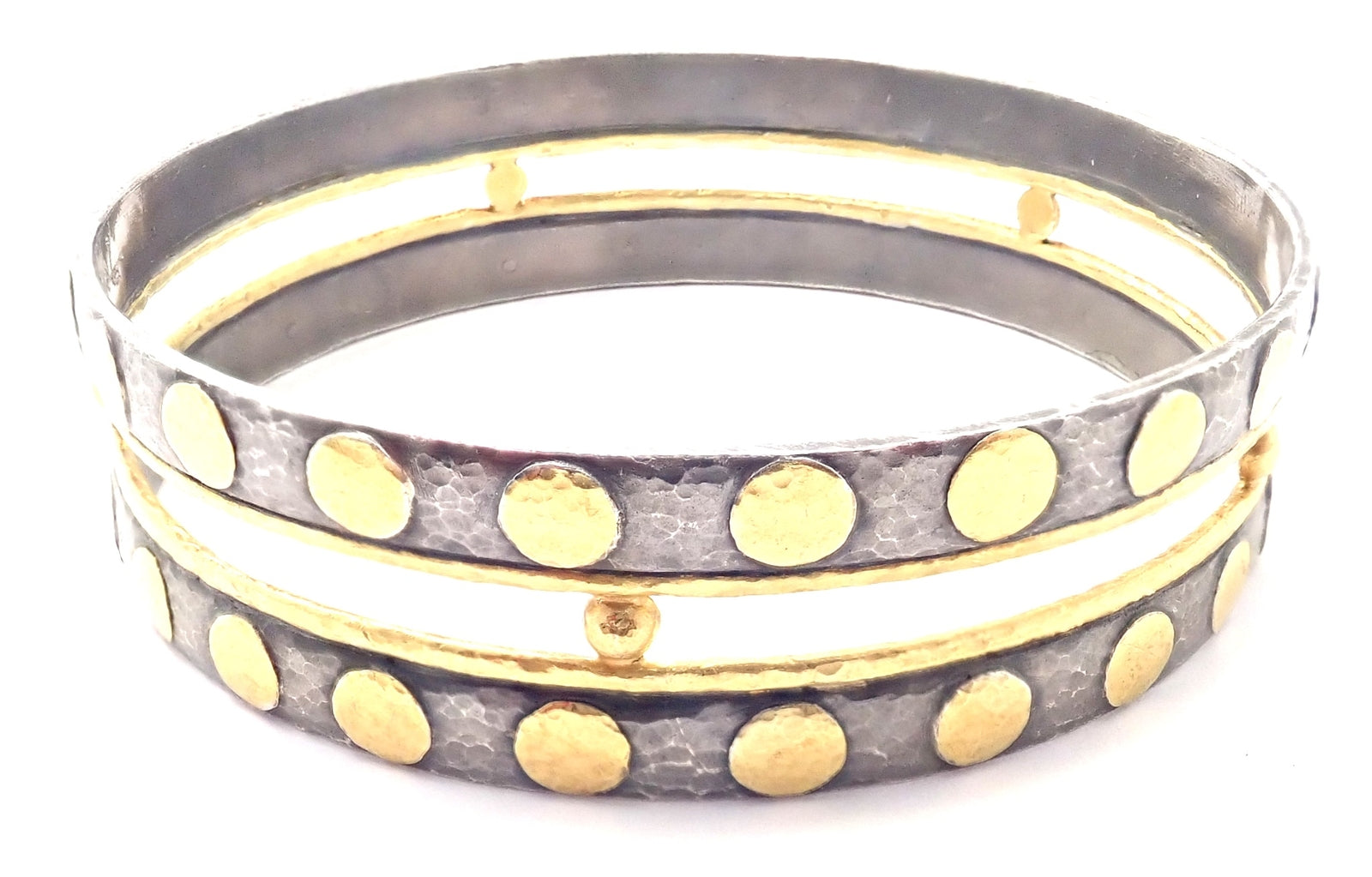 Authentic! Gurhan Deco 24k Yellow Gold Sterling Silver Bangle Bracelet Paper | Fortrove