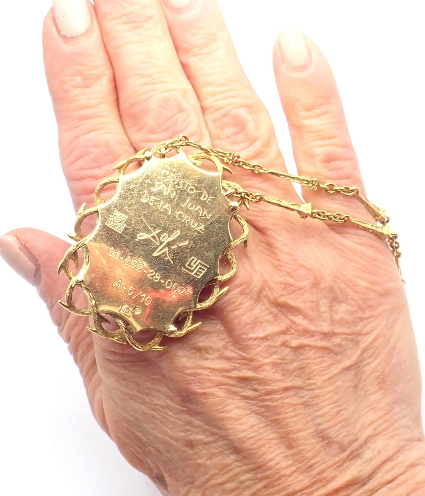 Salvator Dali Jewelry & Watches:Fine Jewelry:Necklaces & Pendants Salvador Dali 18k Gold Black Onyx Christ Saint John Cross Bracelet Necklace Cert