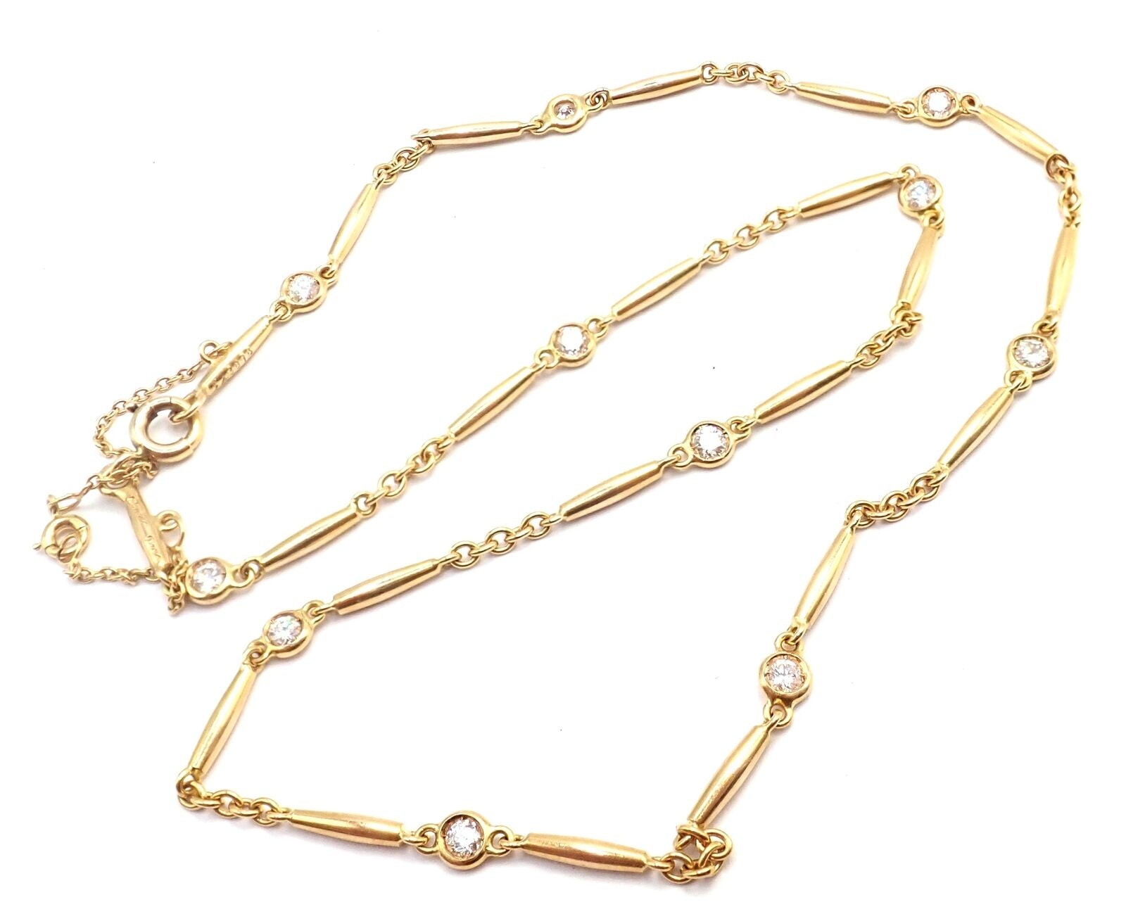 Cartier Jewelry & Watches:Fine Jewelry:Necklaces & Pendants Authentic! Cartier 18k Yellow Gold Diamond By The Yard Choker Chain Necklace