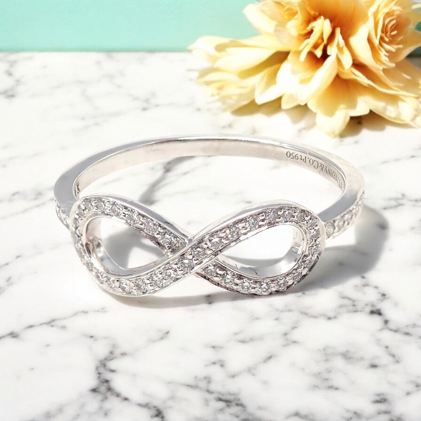 Tiffany & Co Platinum 0.12ct Diamond Infinity Stacking Ring sz 6.5 | Fortrove