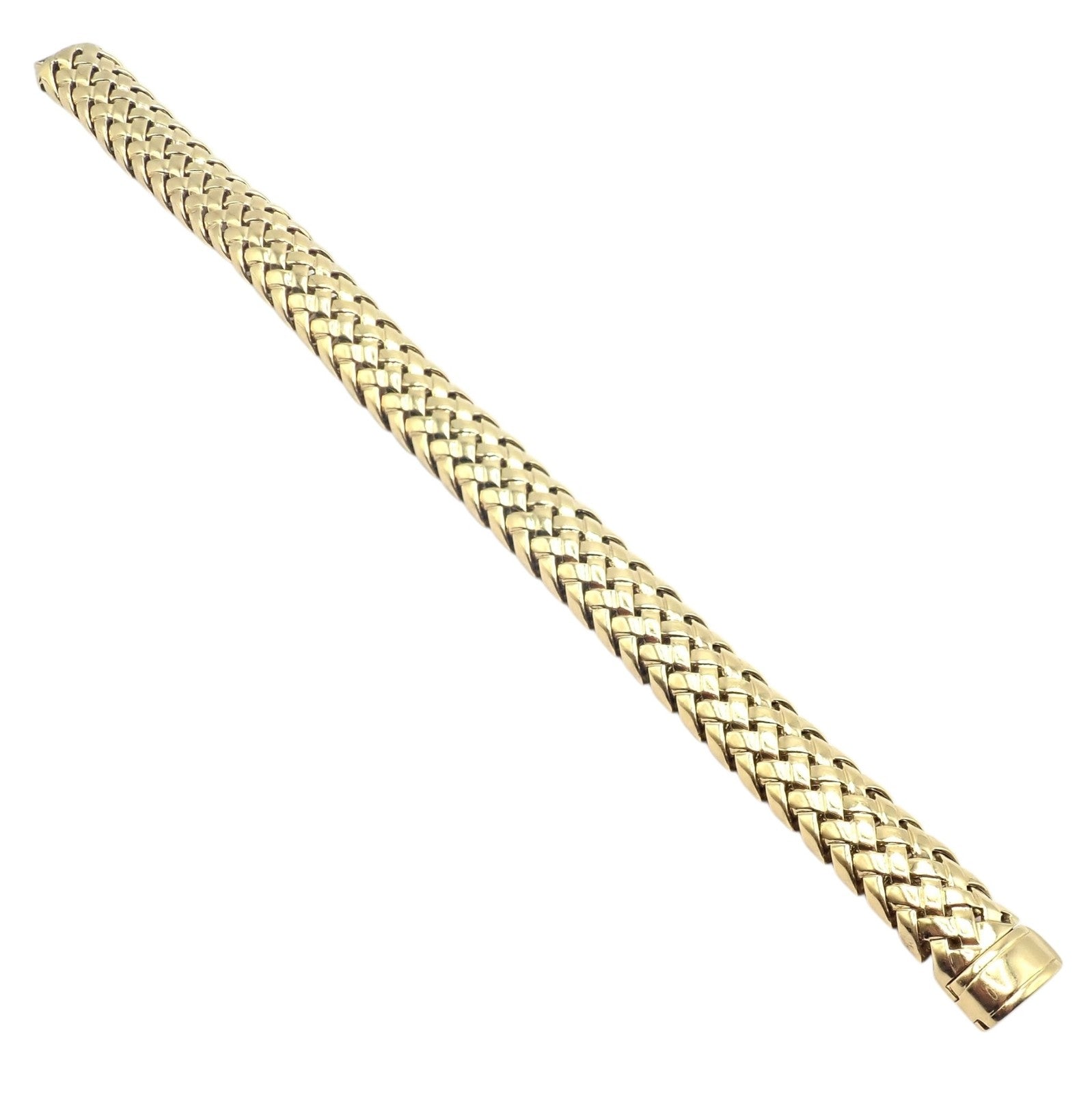 Authentic! Tiffany & Co Vannerie 18k Yellow Gold Basket Weave Bracelet 1995 | Fortrove