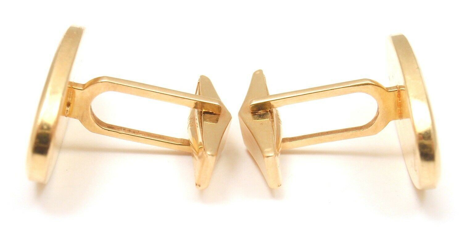 RARE TIFFANY AND CO. 14k YELLOW GOLD TEXTURED SAPPHIRE MENS CUFFLINKS