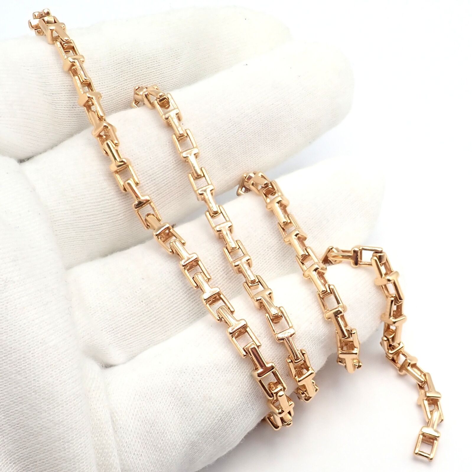 Authentic! Tiffany & Co 18k Rose Gold T Chain Link Long Necklace 20.5" | Fortrove