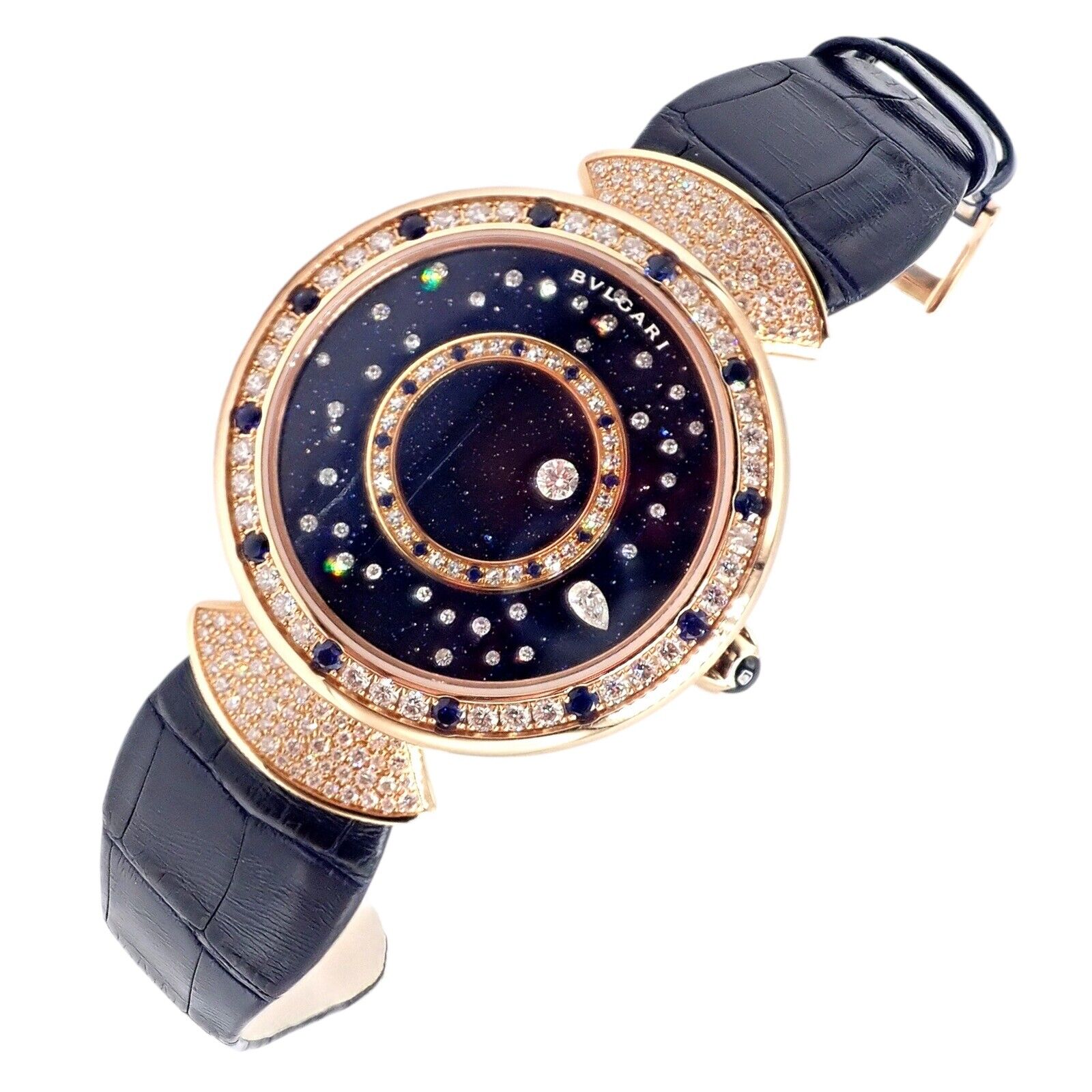 Bulgari 18k Rose Gold Diamond Sapphire Divas Dream Automatic Roman Night Watch | Fortrove