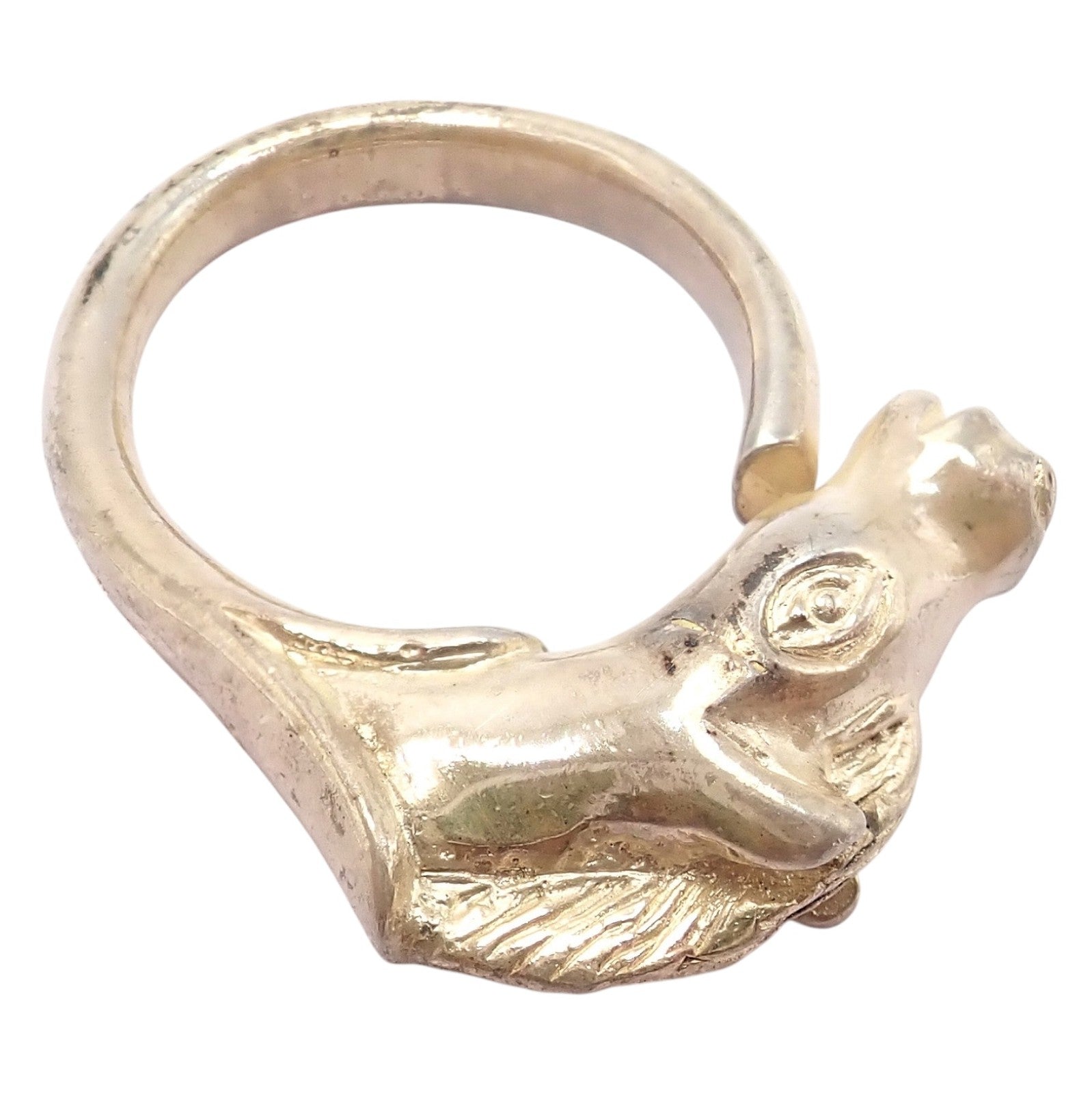 Authentic! Hermes Silver Horse Cheval Band Ring | Fortrove