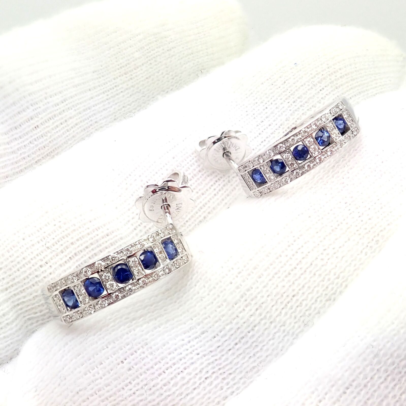 New Authentic! Damiani 18k White Gold Diamond Sapphire Belle Epoque Earrings | Fortrove