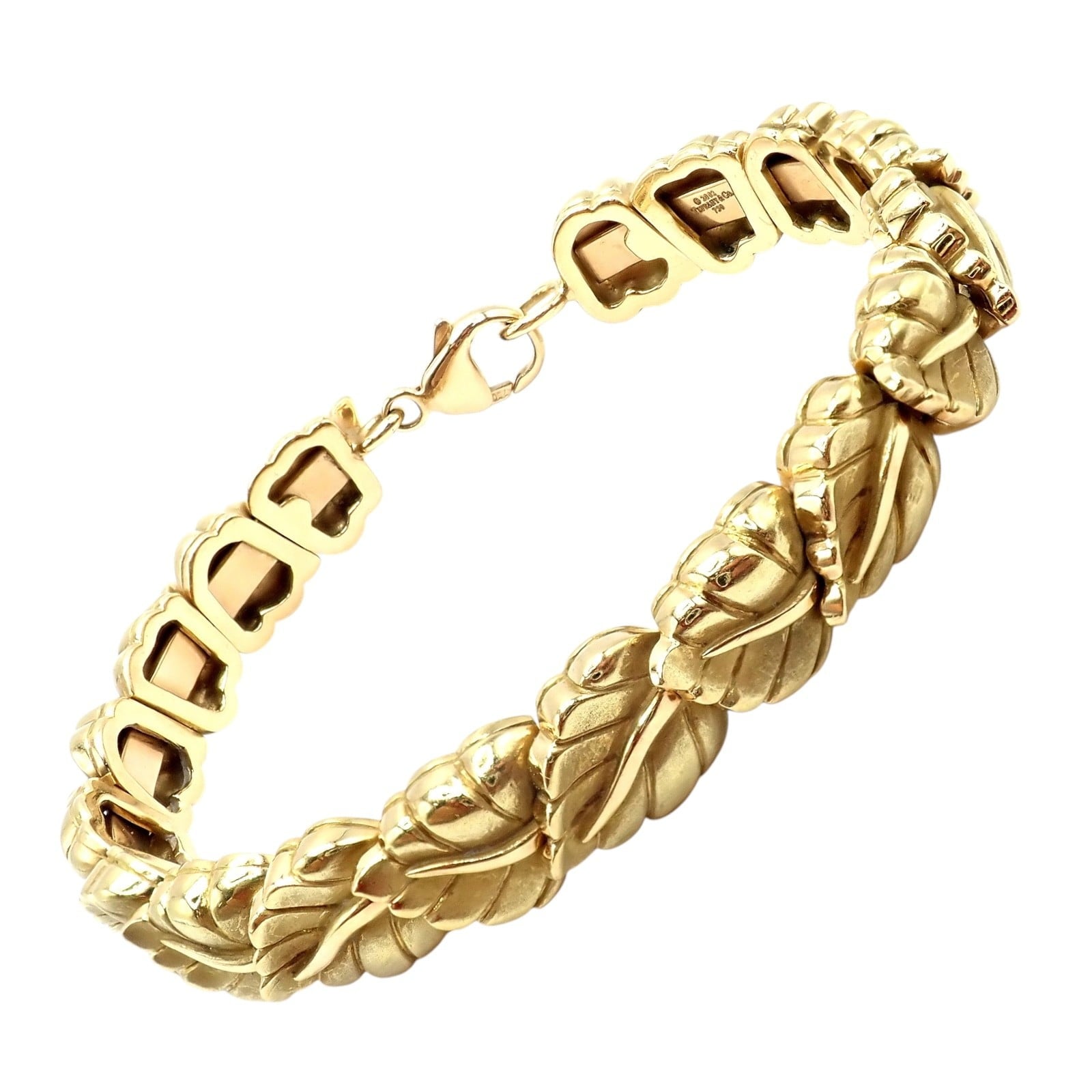 Tiffany & Co. Jewelry & Watches:Fine Jewelry:Bracelets & Charms Vintage! Authentic Tiffany & Co Leaf 18k Yellow Gold Link Bracelet 2002