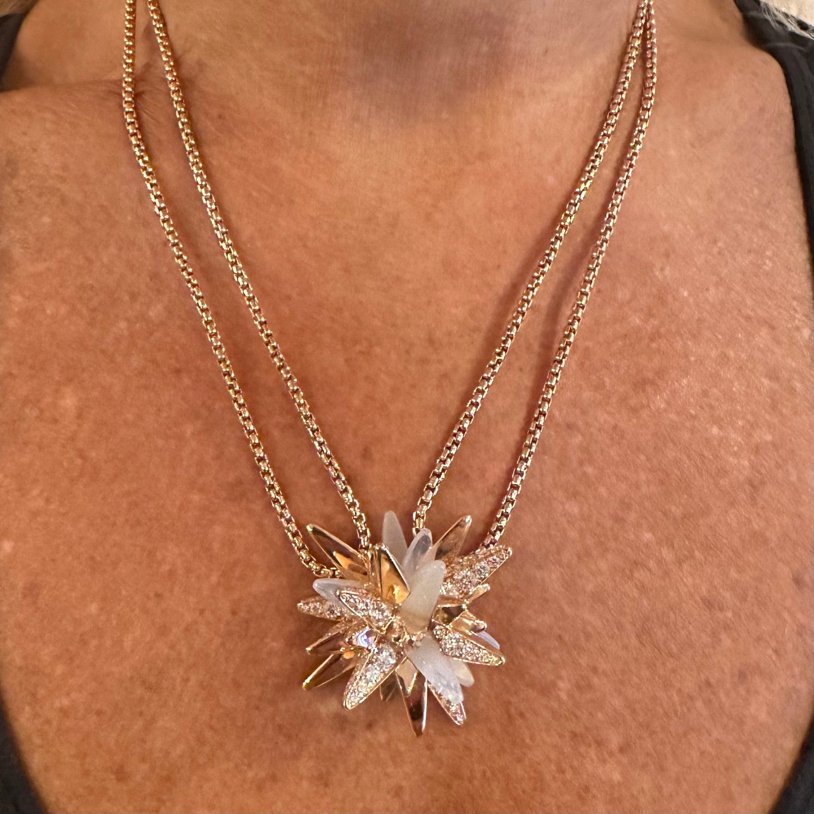 Cartier 18k Rose Gold Limited Edition Diamond Meterore Fractal Pendant Necklace | Fortrove