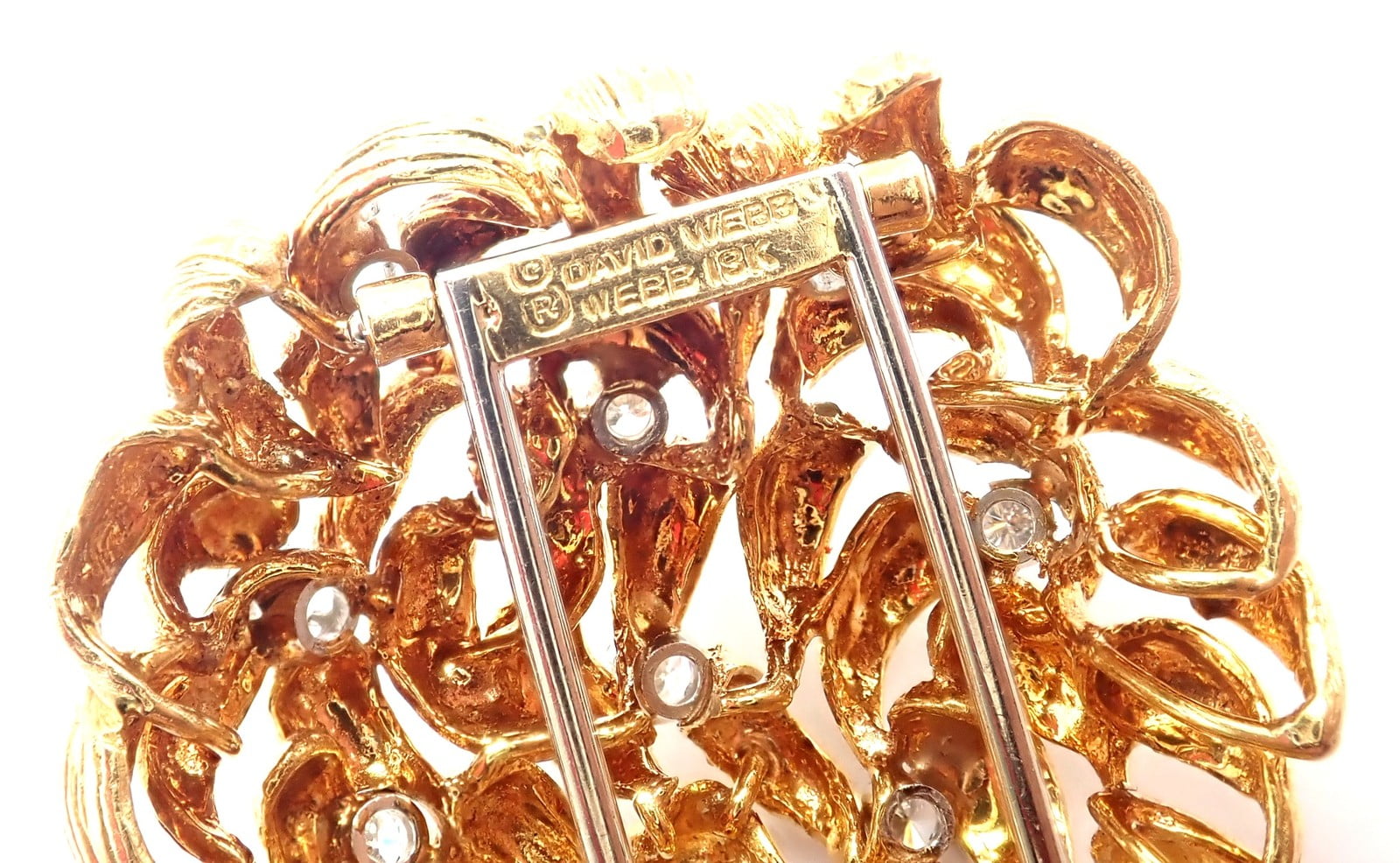 David Webb Jewelry & Watches:Fine Jewelry:Brooches & Pins Authentic! David Webb 18k Yellow Gold Diamond Large Brooch