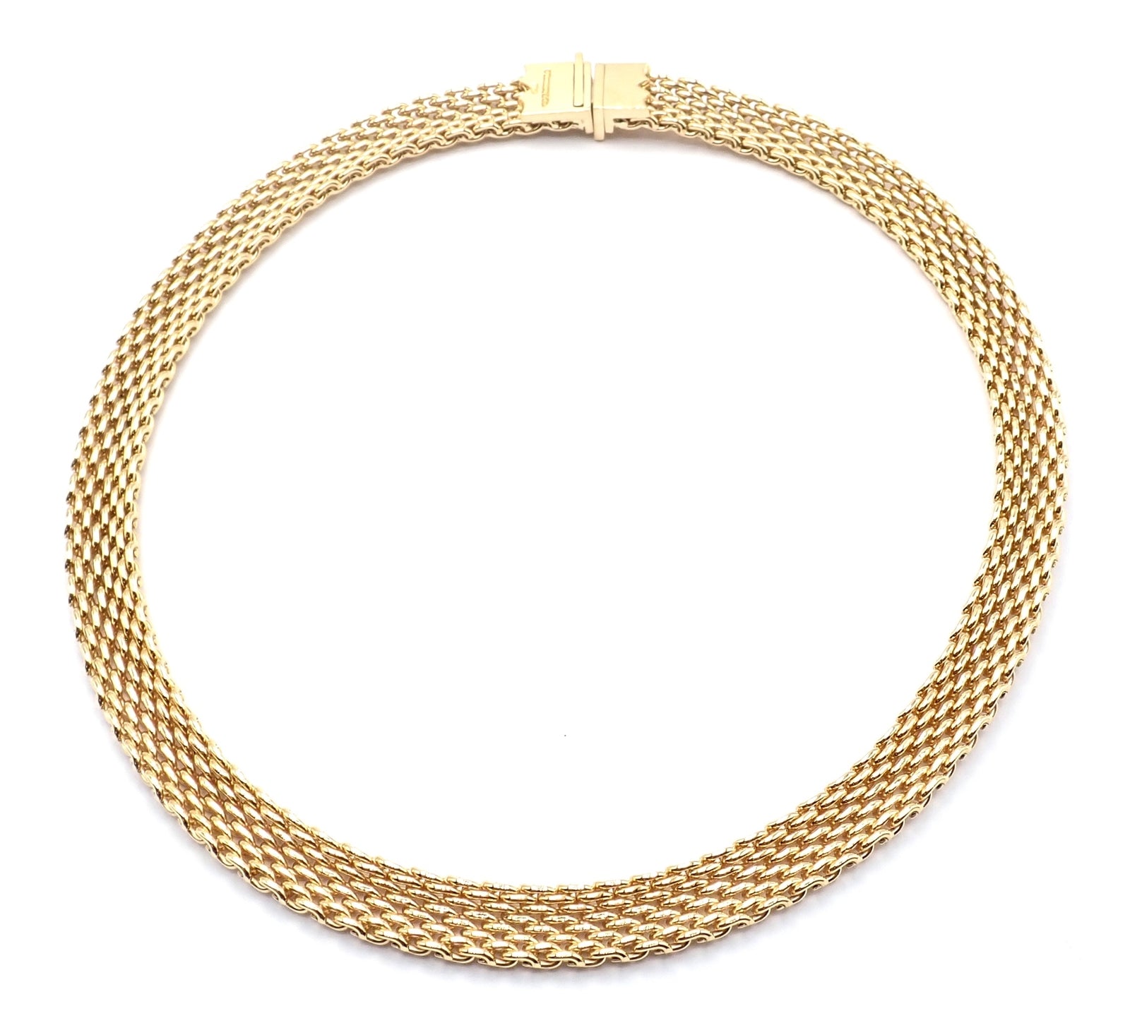 Authentic! Tiffany & Co 18k Yellow Gold Somerset Mesh 89.3 Grams Heavy Necklace | Fortrove