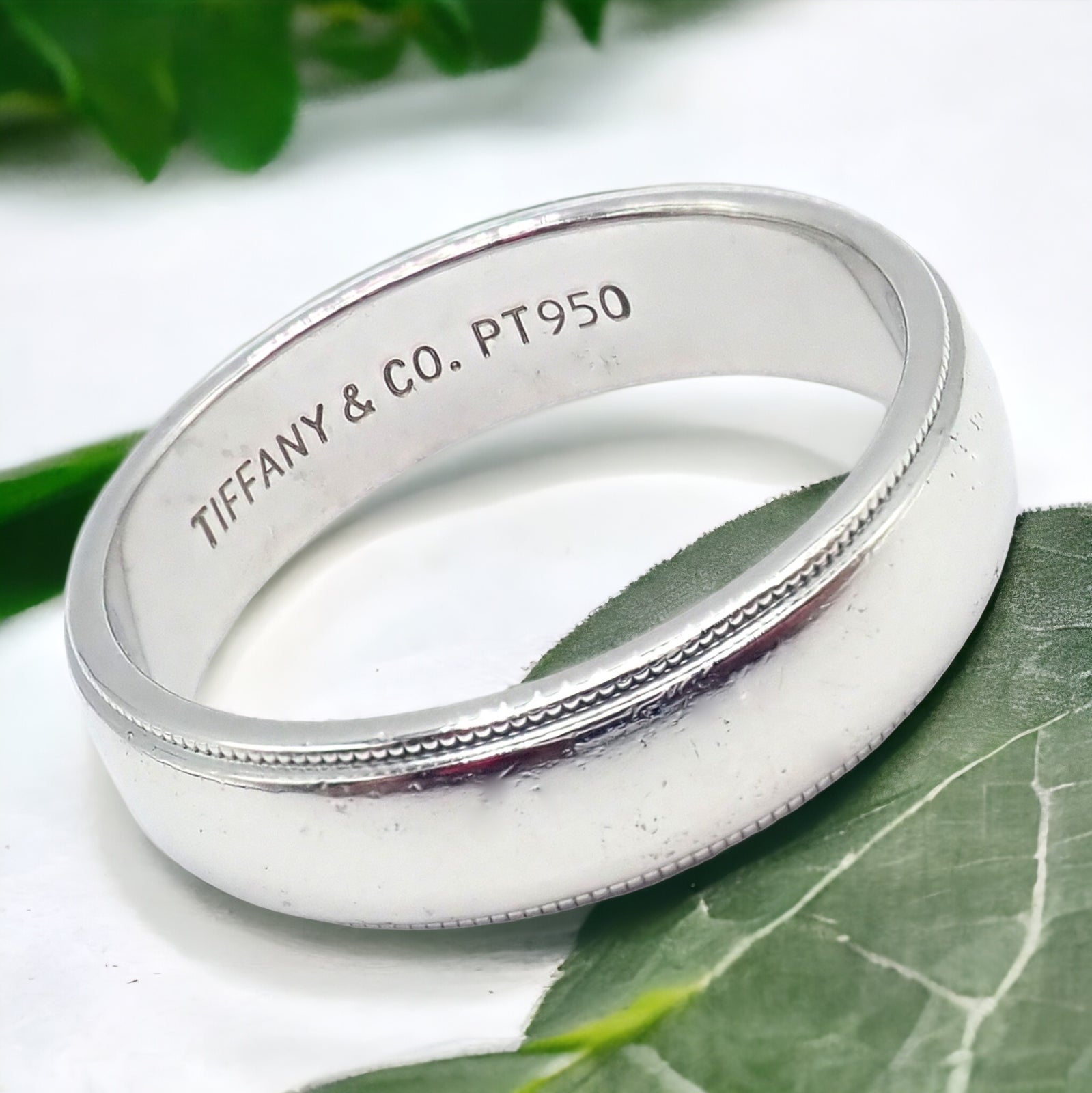 Tiffany & Co. Jewelry & Watches:Fine Jewelry:Rings Tiffany & Co. Platinum 6mm Band Classic Milgrain Mens Band Ring Sz 11.5