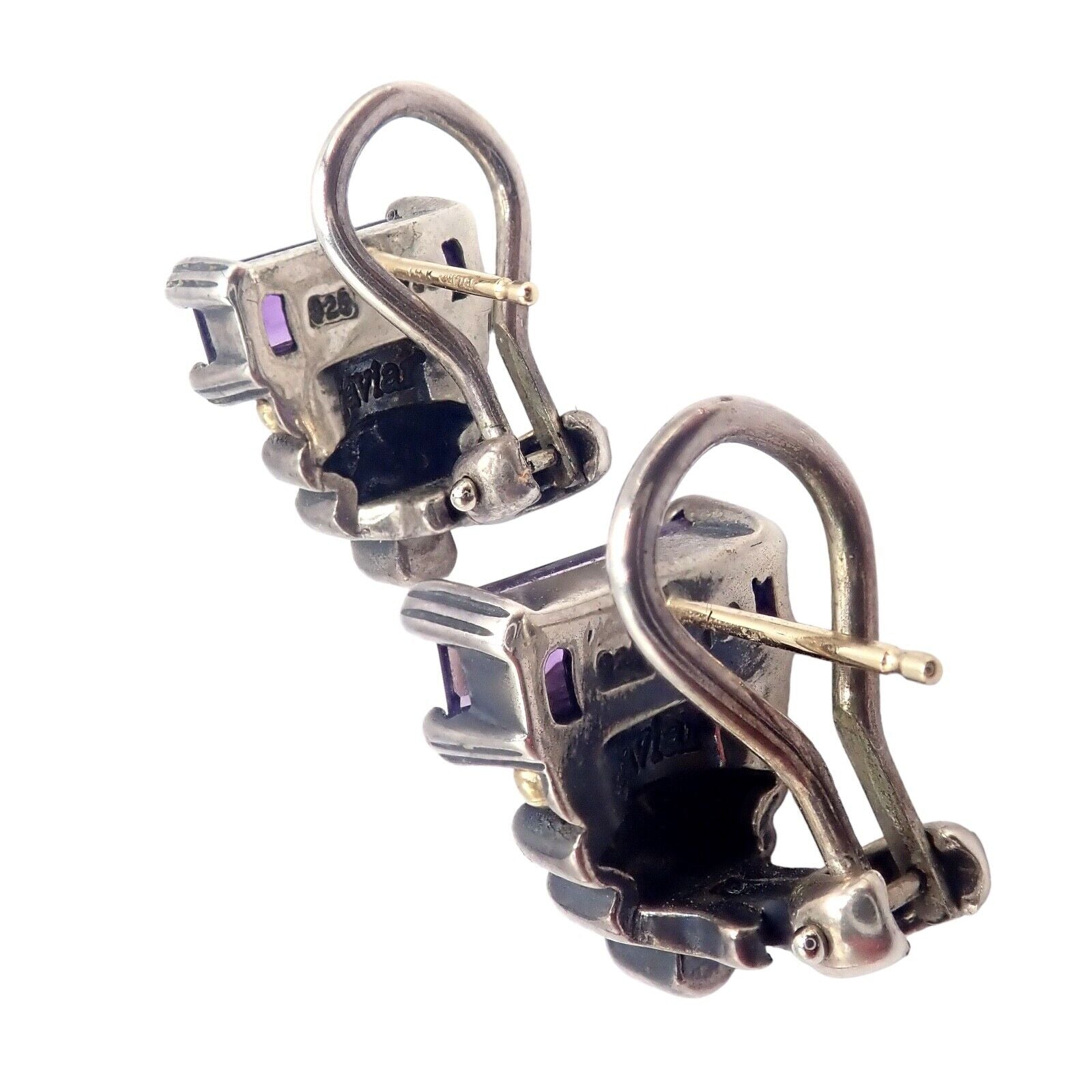 Lagos Jewelry & Watches:Fine Jewelry:Earrings Authentic! Lagos Caviar Silver + 18k Yellow Gold Amethyst Earrings