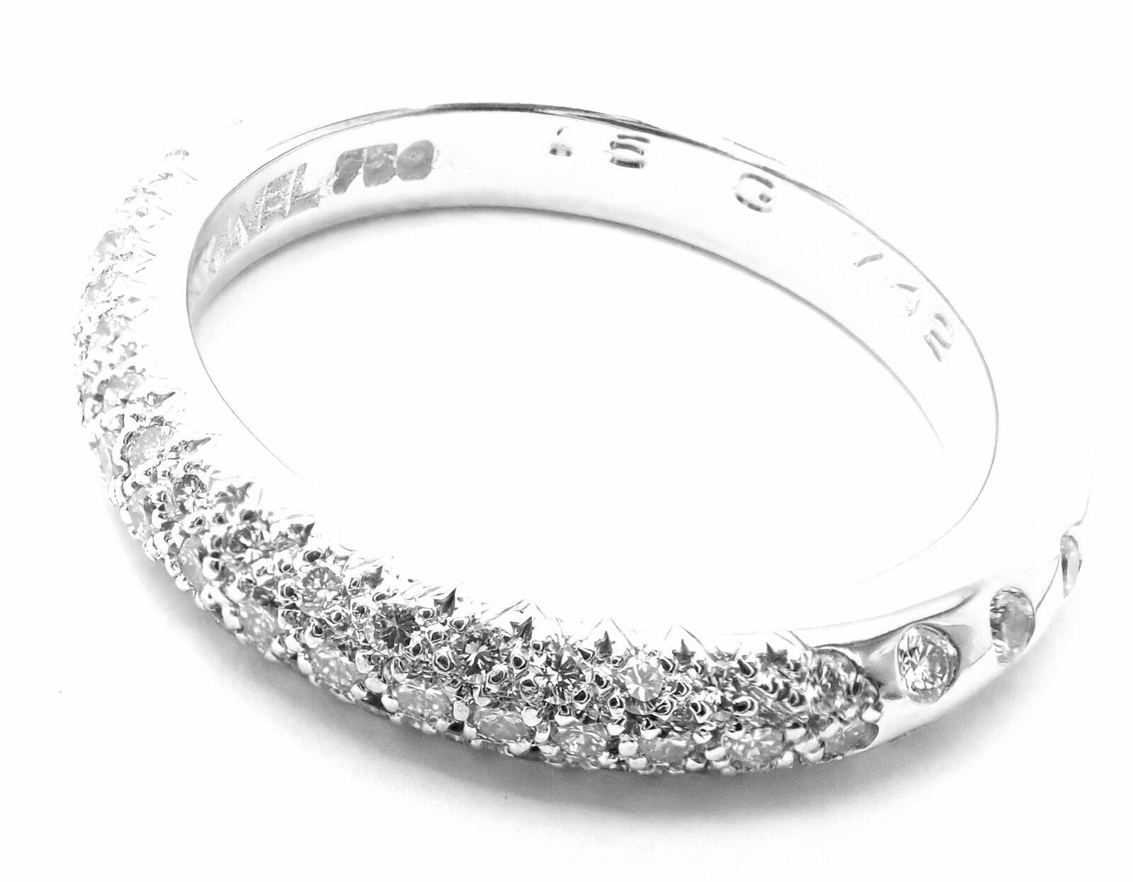 Authentic! Chanel 18k White Gold Diamond Band Ring | Fortrove
