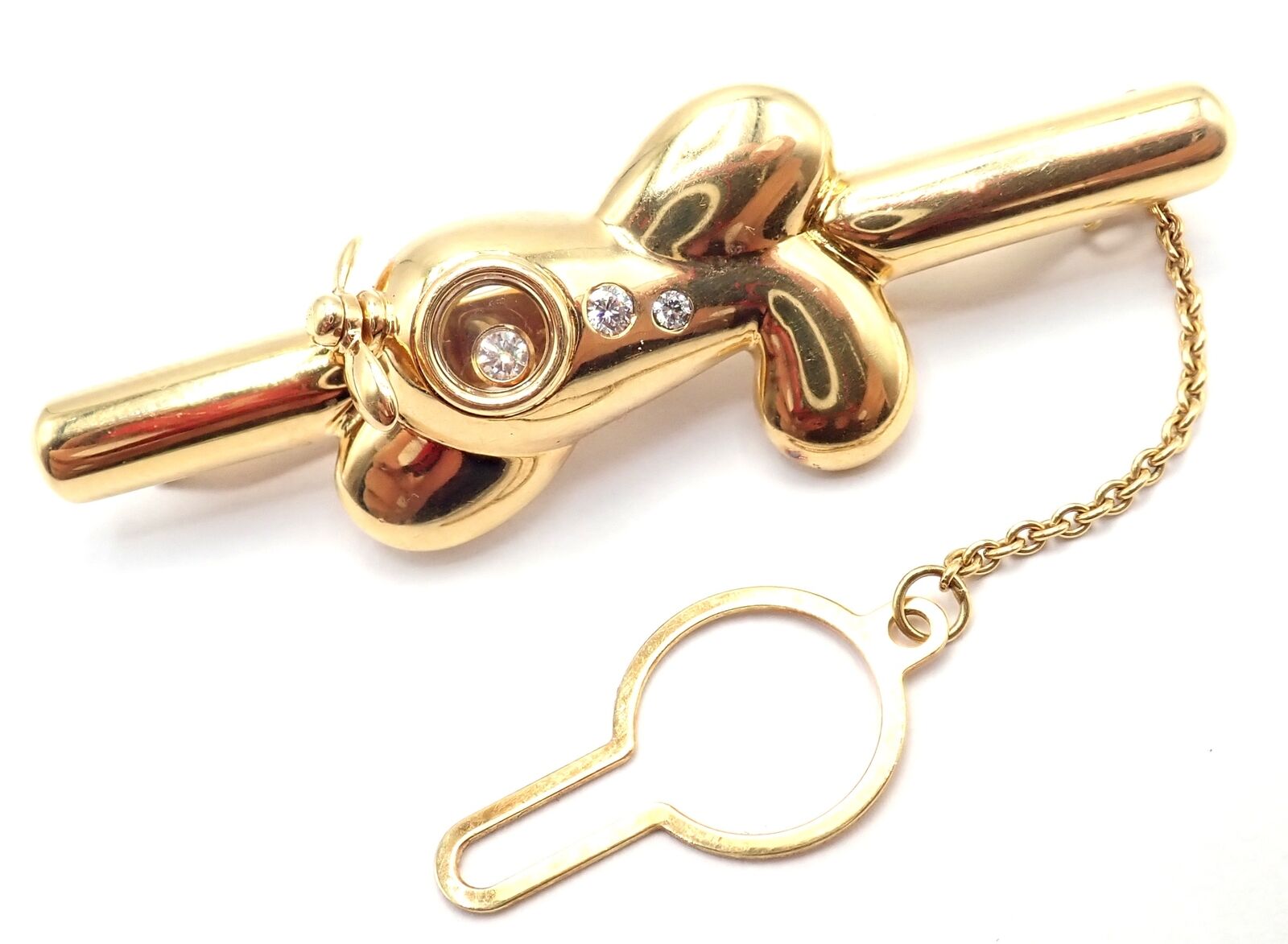 Chopard Jewelry & Watches:Men's Jewelry:Tie Clasps & Tacks Authentic! Vintage Chopard 18k Yellow Gold Happy Diamond Airplane Tie Clip Clasp