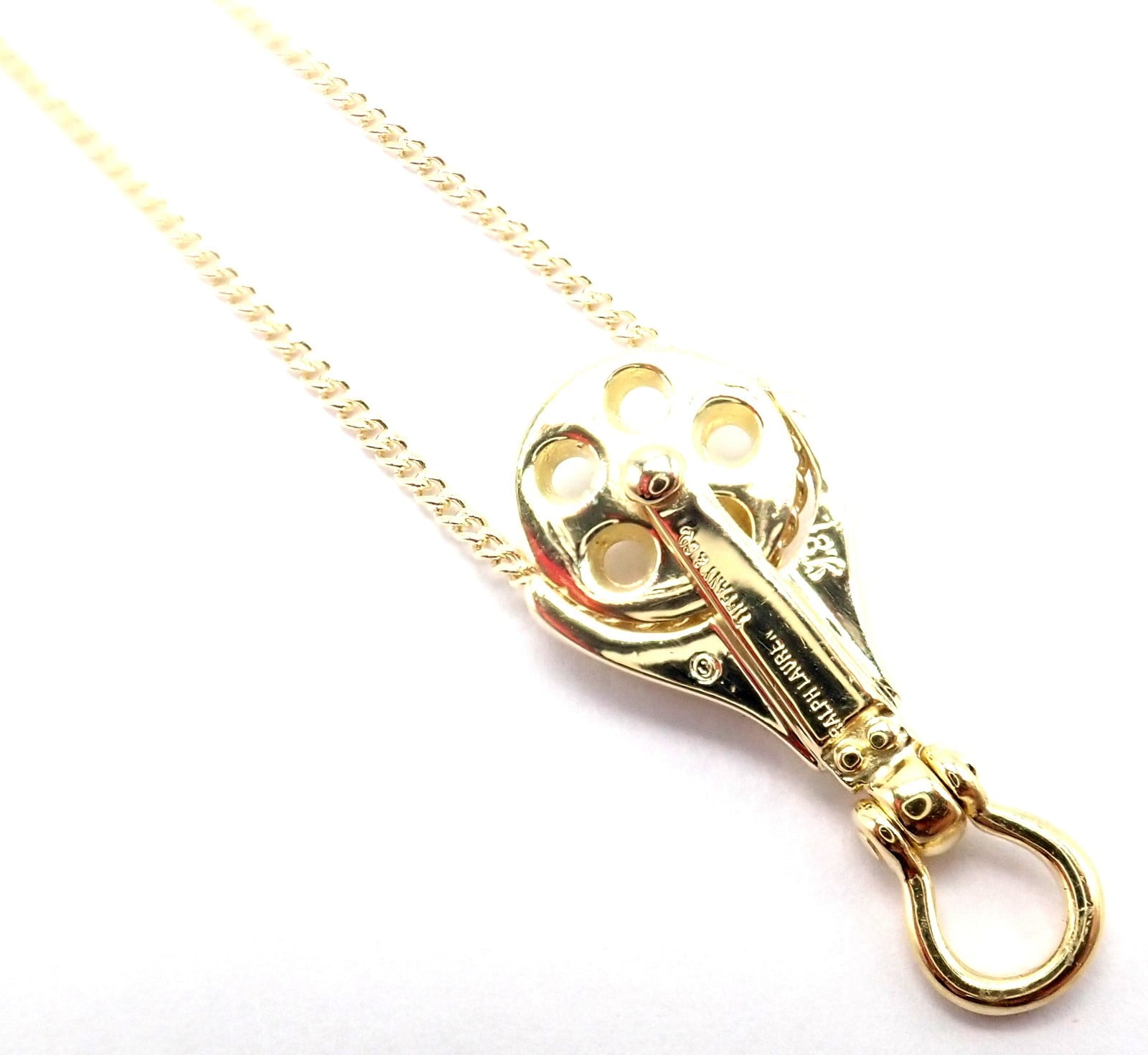 Tiffany & Co. Jewelry & Watches:Fine Jewelry:Necklaces & Pendants Vintage! Tiffany & Co Ralph Lauren 18k Yellow Gold Pulley Pendant Necklace