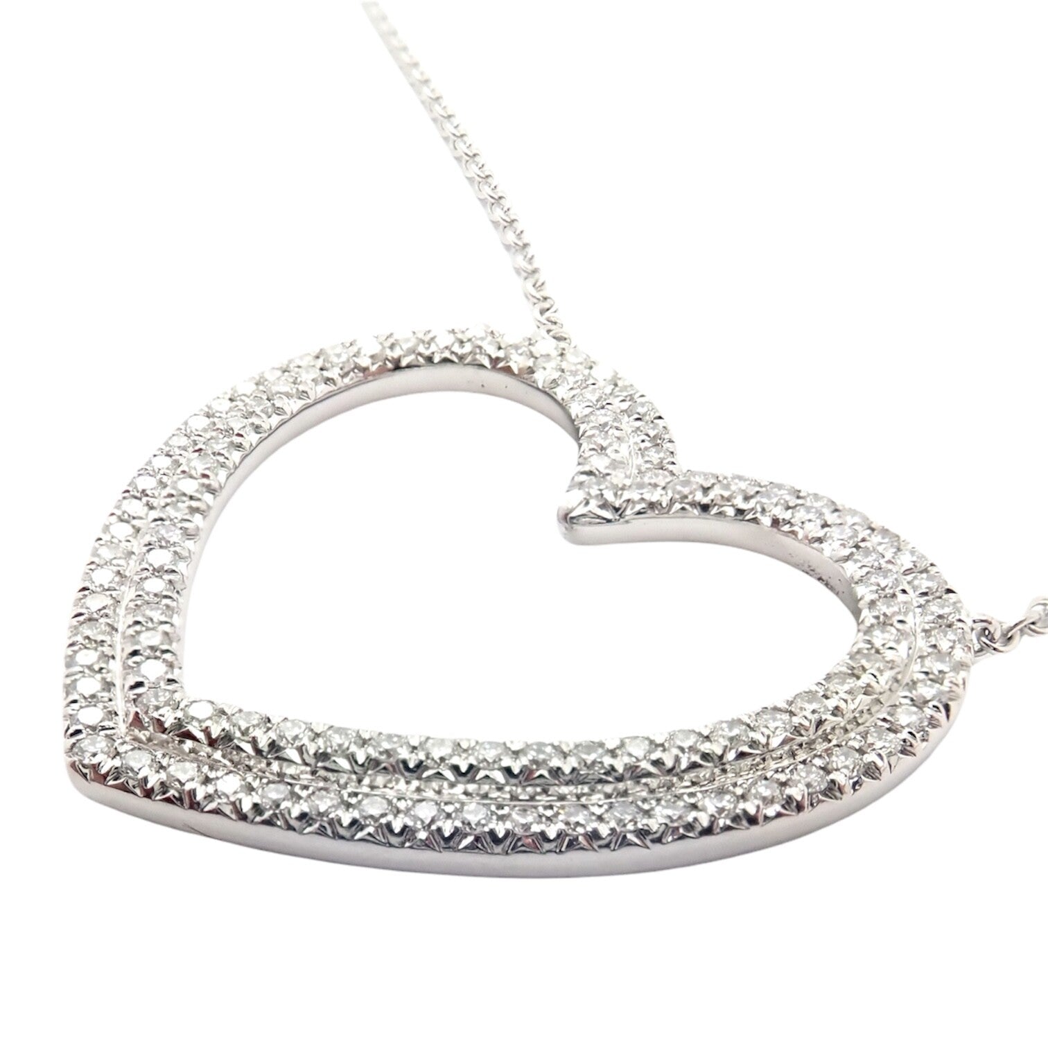 Tiffany & Co. Jewelry & Watches:Fine Jewelry:Necklaces & Pendants Authentic! Tiffany & Co Platinum Diamond Heart Double Metro Pendant Necklace