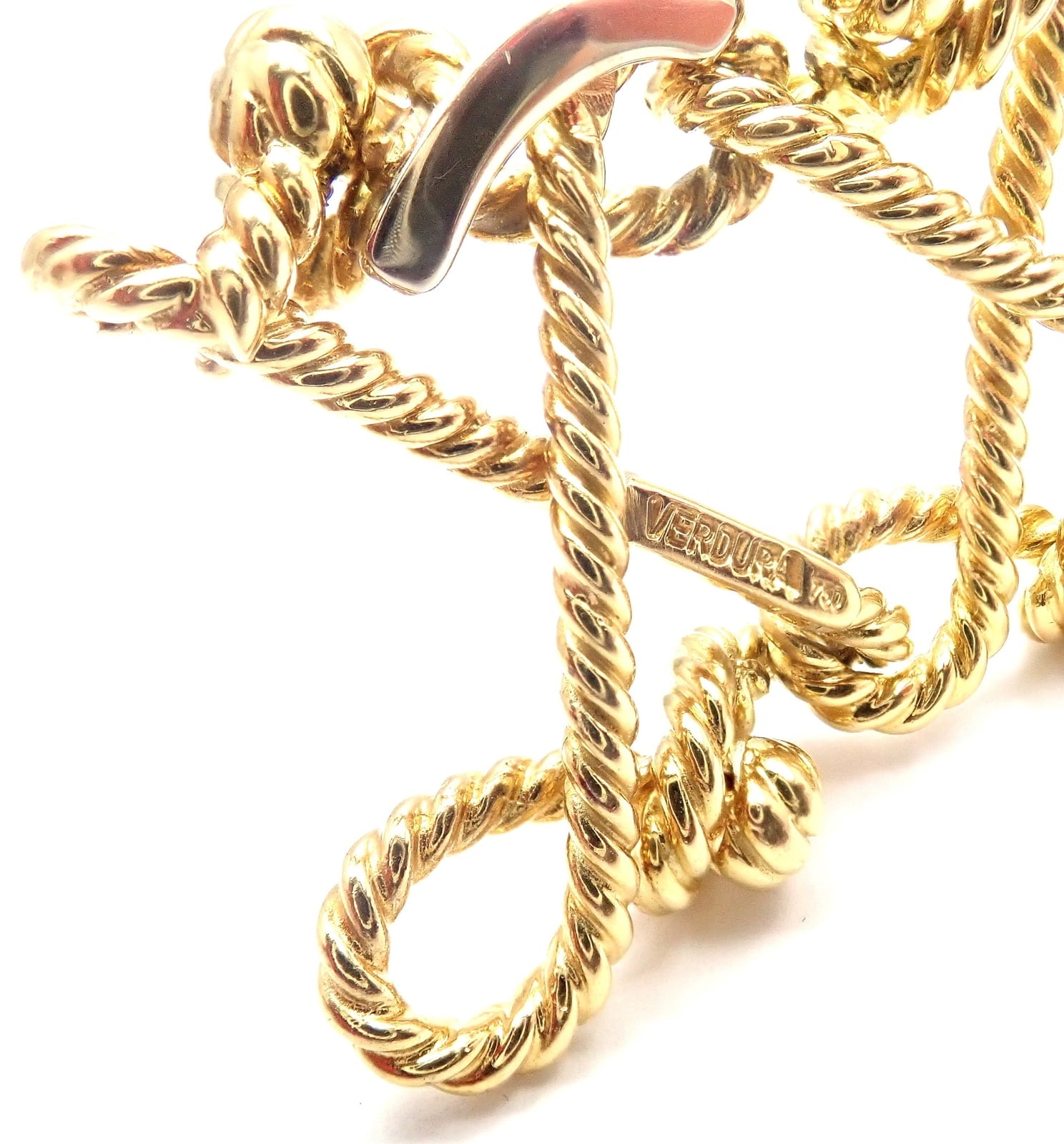 Verdura Jewelry & Watches:Fine Jewelry:Bracelets & Charms Rare! Authentic Verdura 18k Yellow Gold Twisted Rope Openwork Wide Link Bracelet