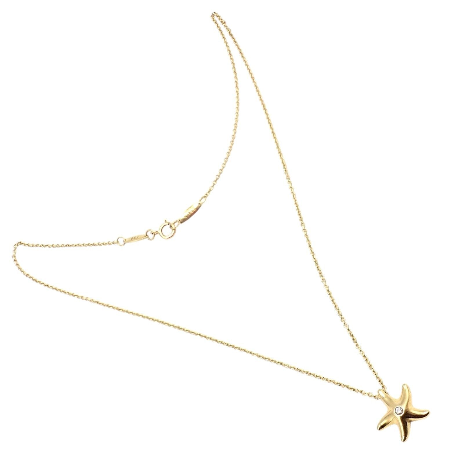 Tiffany & Co. Jewelry & Watches:Fine Jewelry:Necklaces & Pendants Authentic! Tiffany & Co Peretti 18k Yellow Gold Starfish Diamond Necklace