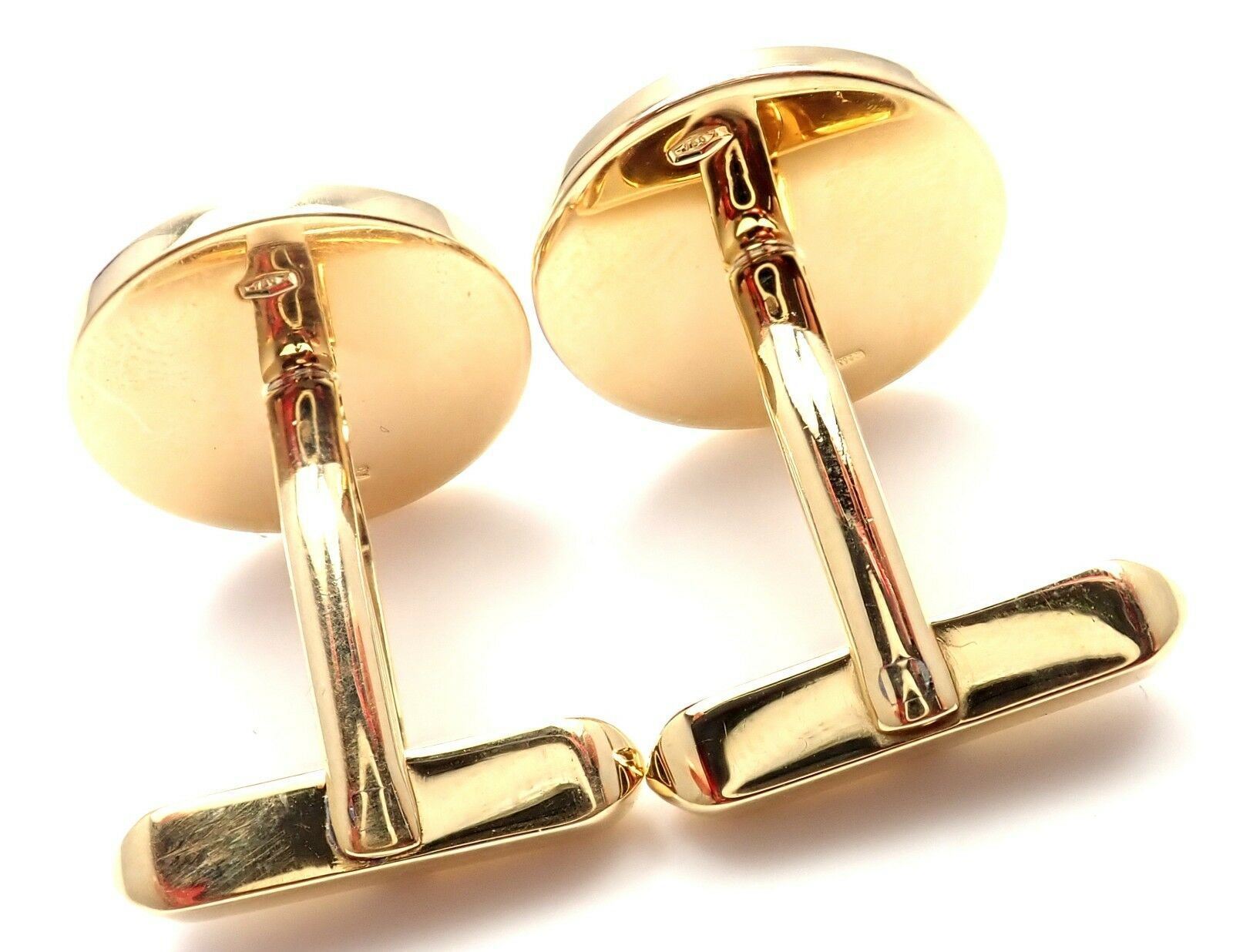 Authentic! Bvlgari Bulgari 18k Yellow Gold Black Onyx Cufflinks | Fortrove