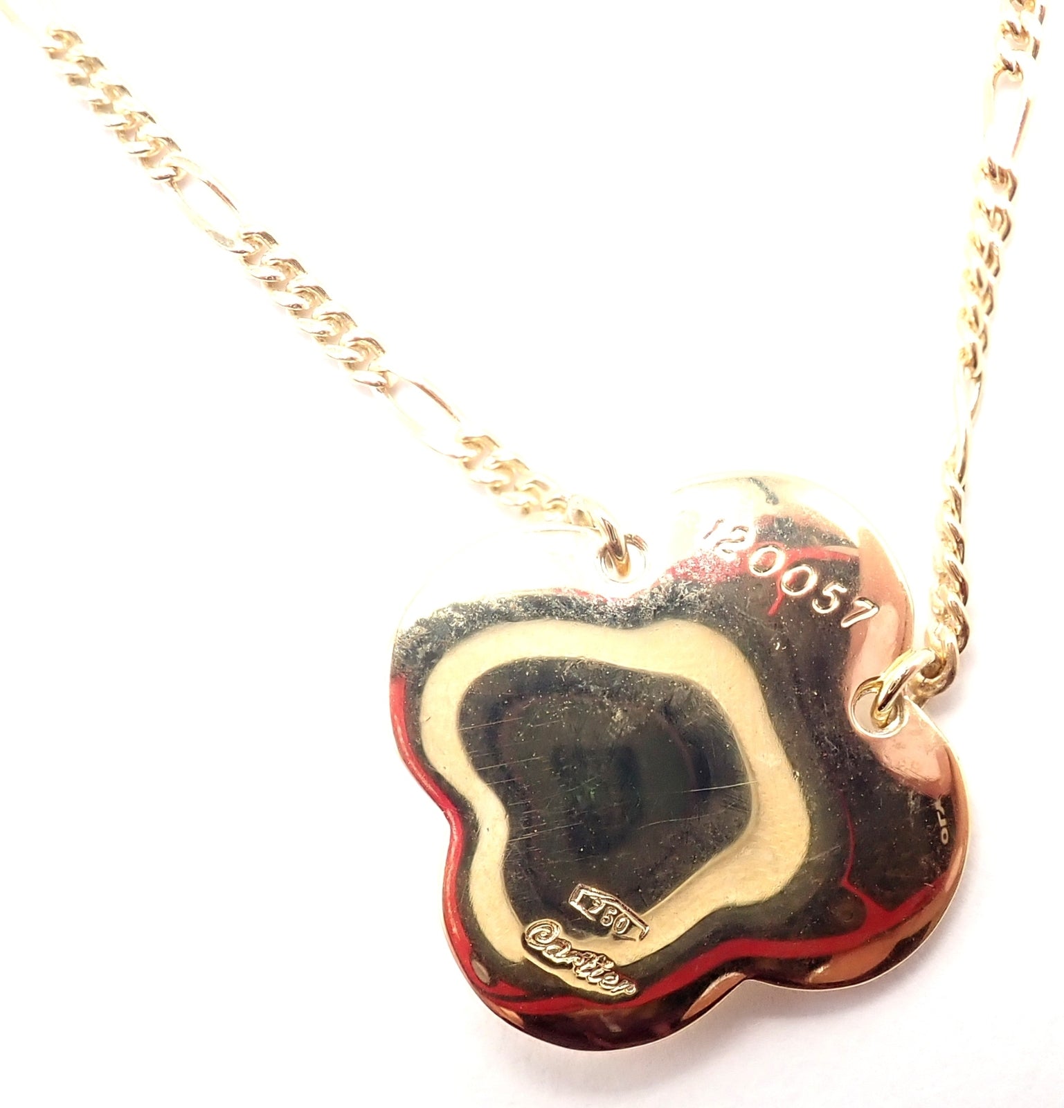 Authentic! Vintage Cartier 18k Yellow Gold Diamond Heart Clover Pendant Necklace | Fortrove