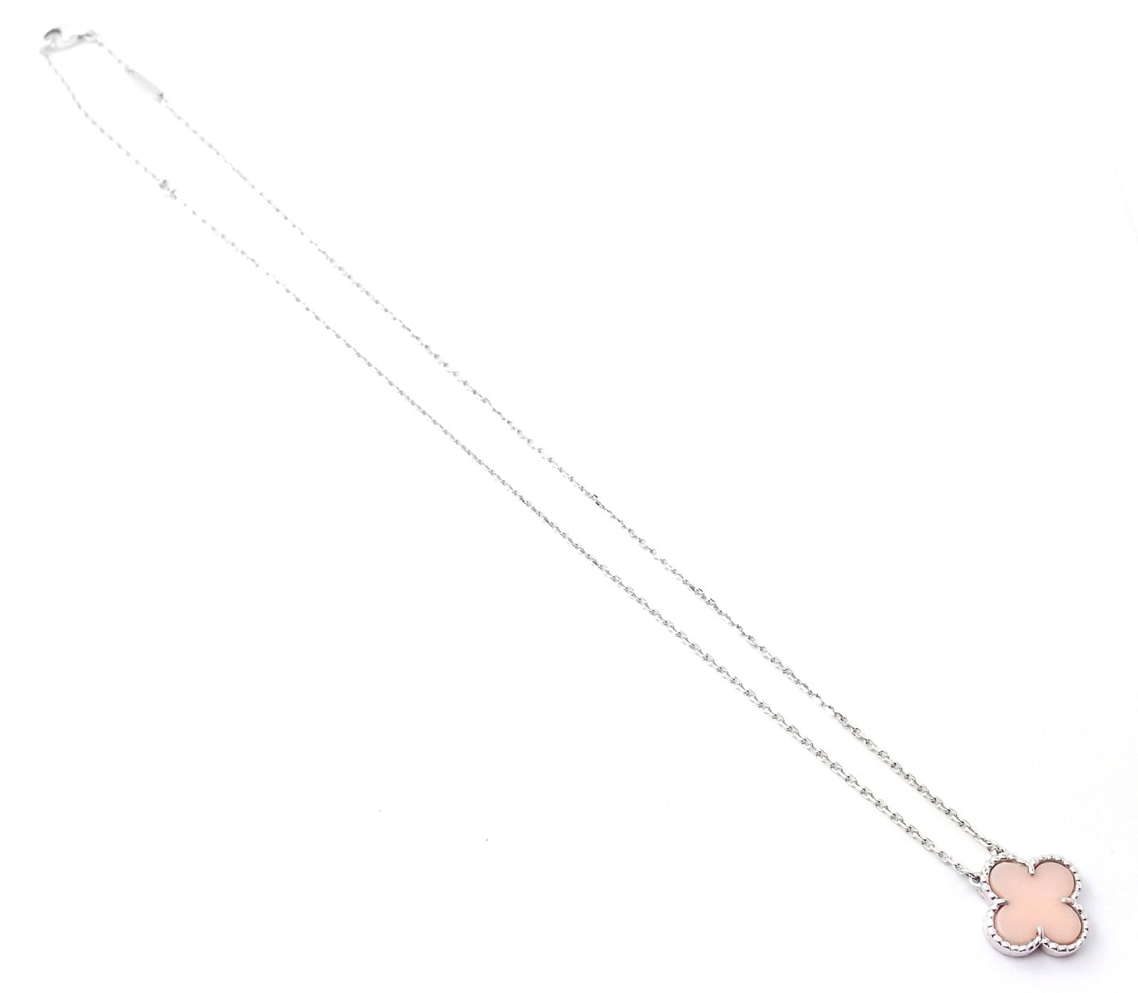 Van Cleef & Arpels Jewelry & Watches:Fine Jewelry:Necklaces & Pendants Authentic! Van Cleef & Arpels Alhambra 18k White Gold Pink Opal Pendant Necklace