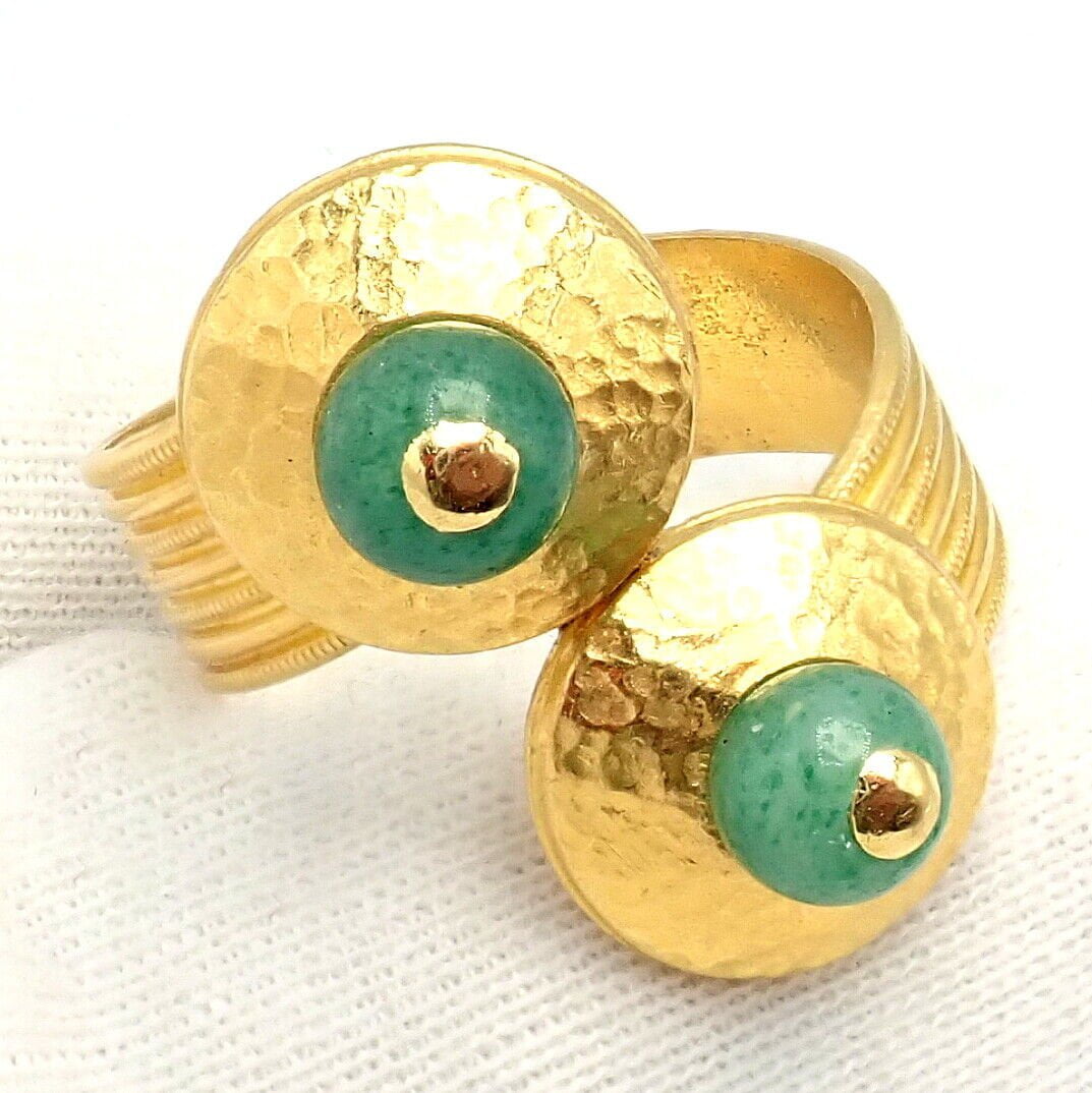 Lalaounis Jewelry & Watches:Fine Jewelry:Rings Authentic! Ilias Lalaounis Greece 22k Yellow Gold French Nephrite Ring