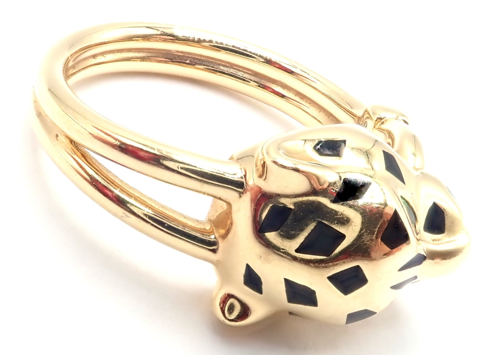 Cartier Jewelry & Watches:Fine Jewelry:Rings Authentic! Cartier Panther Panthere 18k Gold Diamond Lacquer Tsavorite Ring Cert
