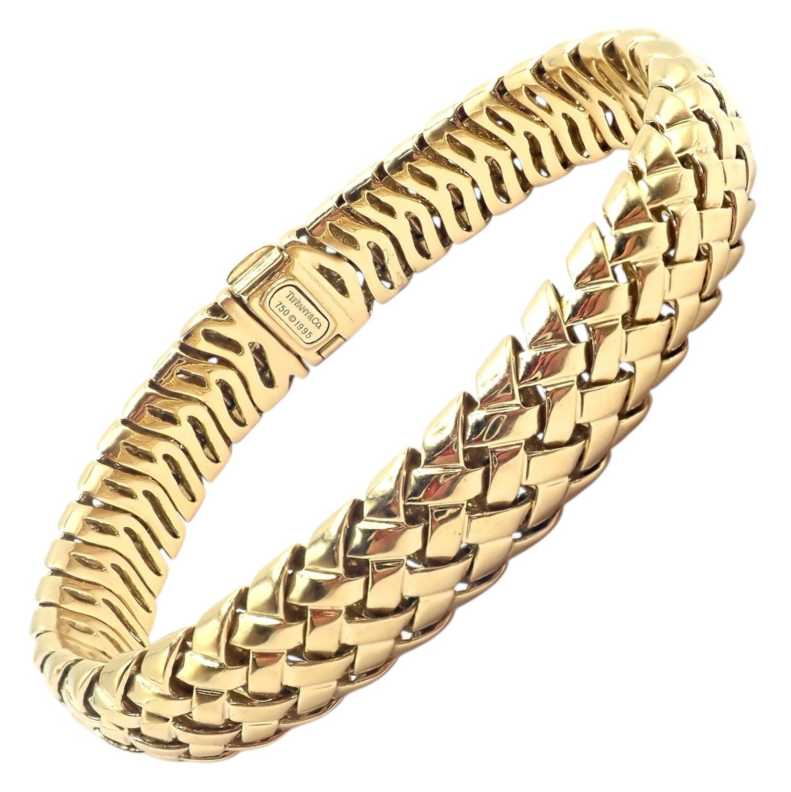 Tiffany & Co. Jewelry & Watches:Fine Jewelry:Bracelets & Charms Authentic! Tiffany & Co Vannerie 18k Yellow Gold Basket Weave Bracelet 1995
