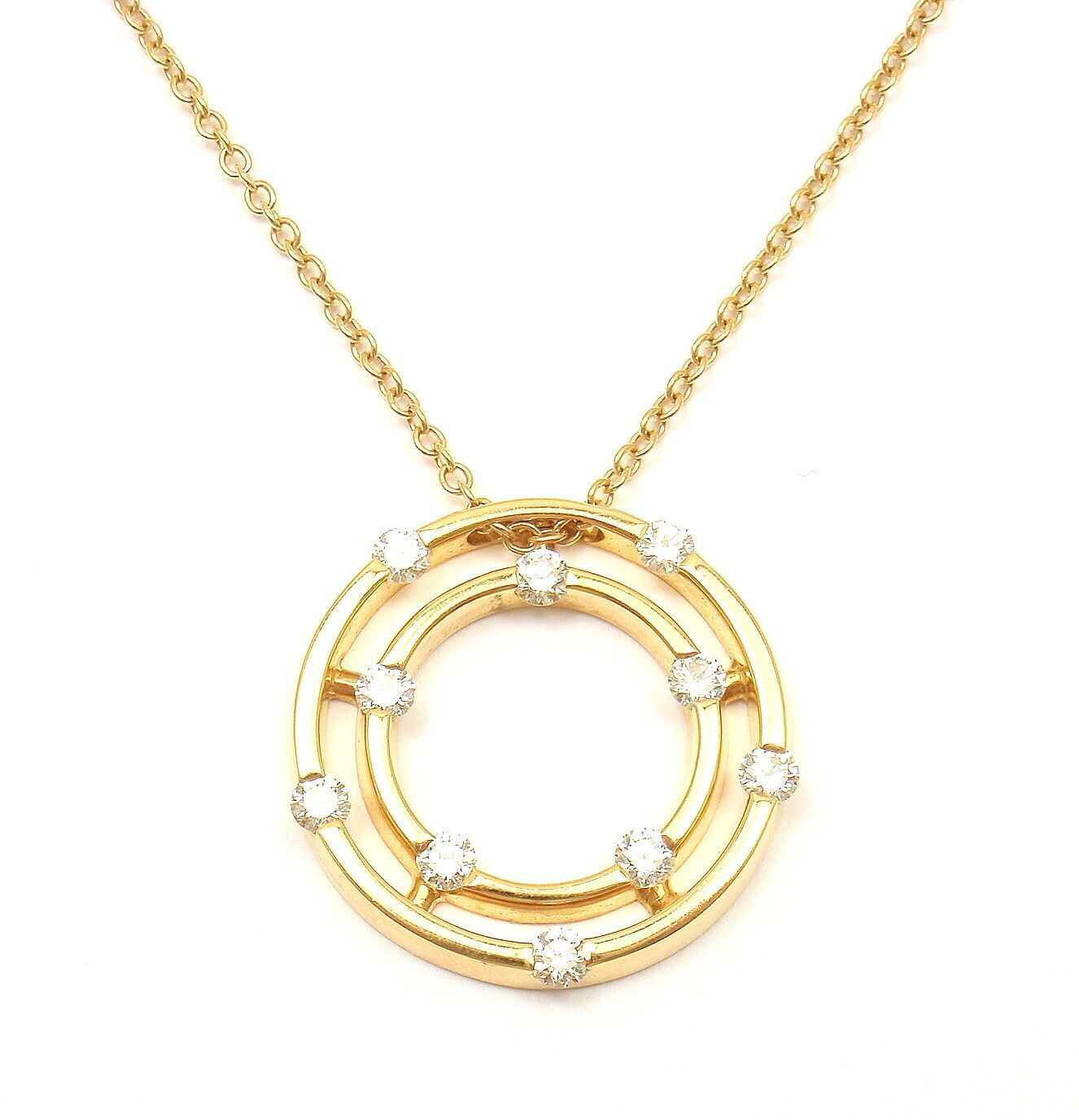 Roberto Coin Jewelry & Watches:Fine Jewelry:Necklaces & Pendants Authentic! Roberto Coin 18k Yellow Gold Double Hoop Diamond Pendant Necklace