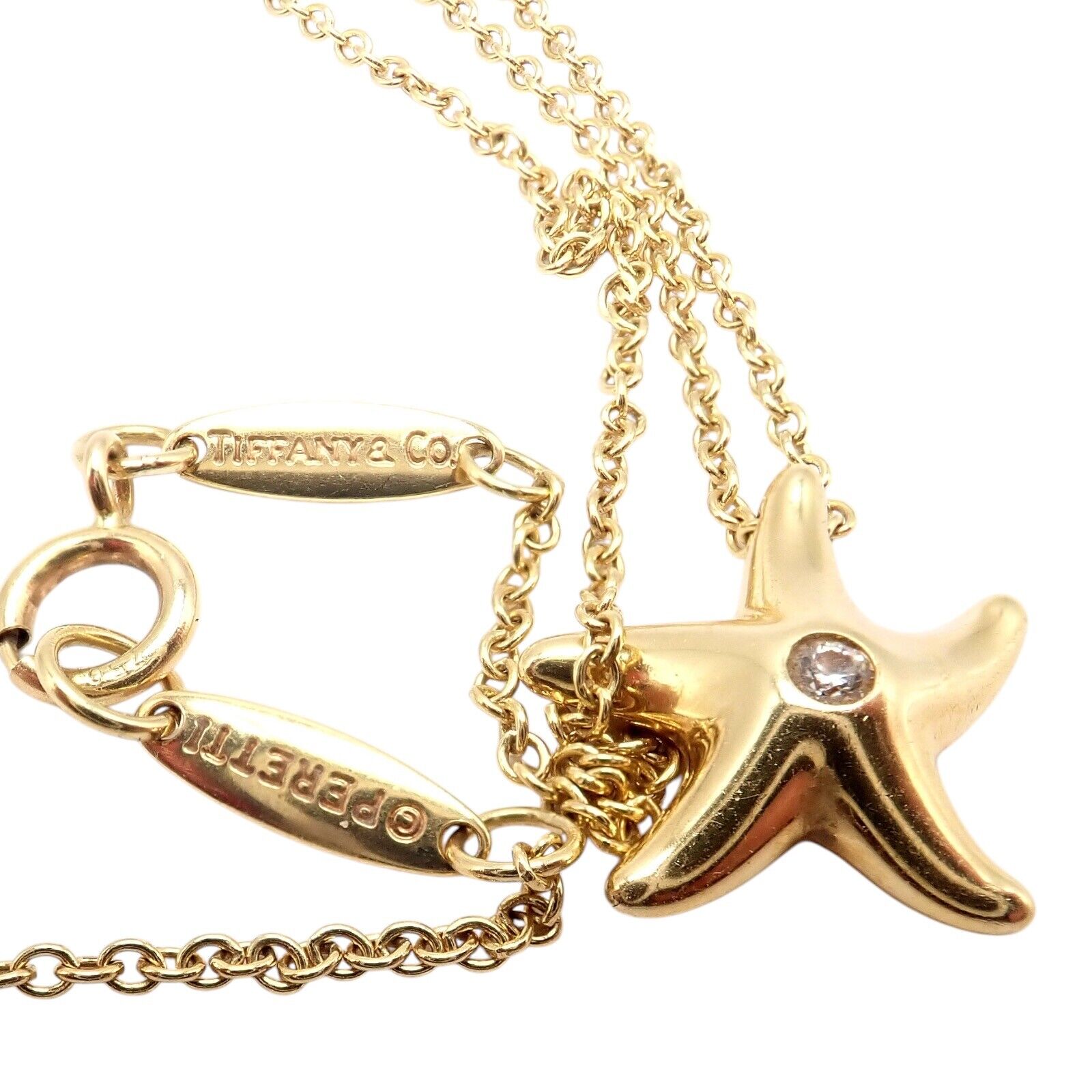 Tiffany & Co. Jewelry & Watches:Fine Jewelry:Necklaces & Pendants Authentic! Tiffany & Co Peretti 18k Yellow Gold Starfish Diamond Necklace