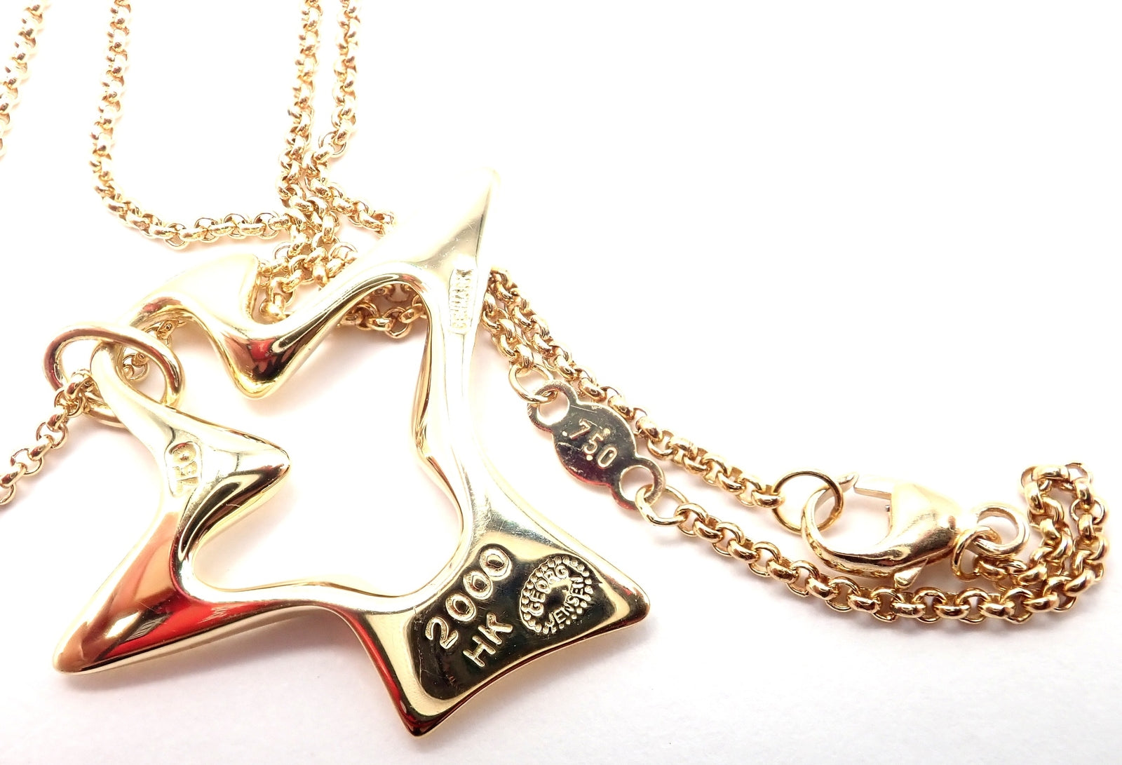 Authentic! Georg Jensen Bird 18K Yellow Gold Pendant Necklace 2000 | Fortrove